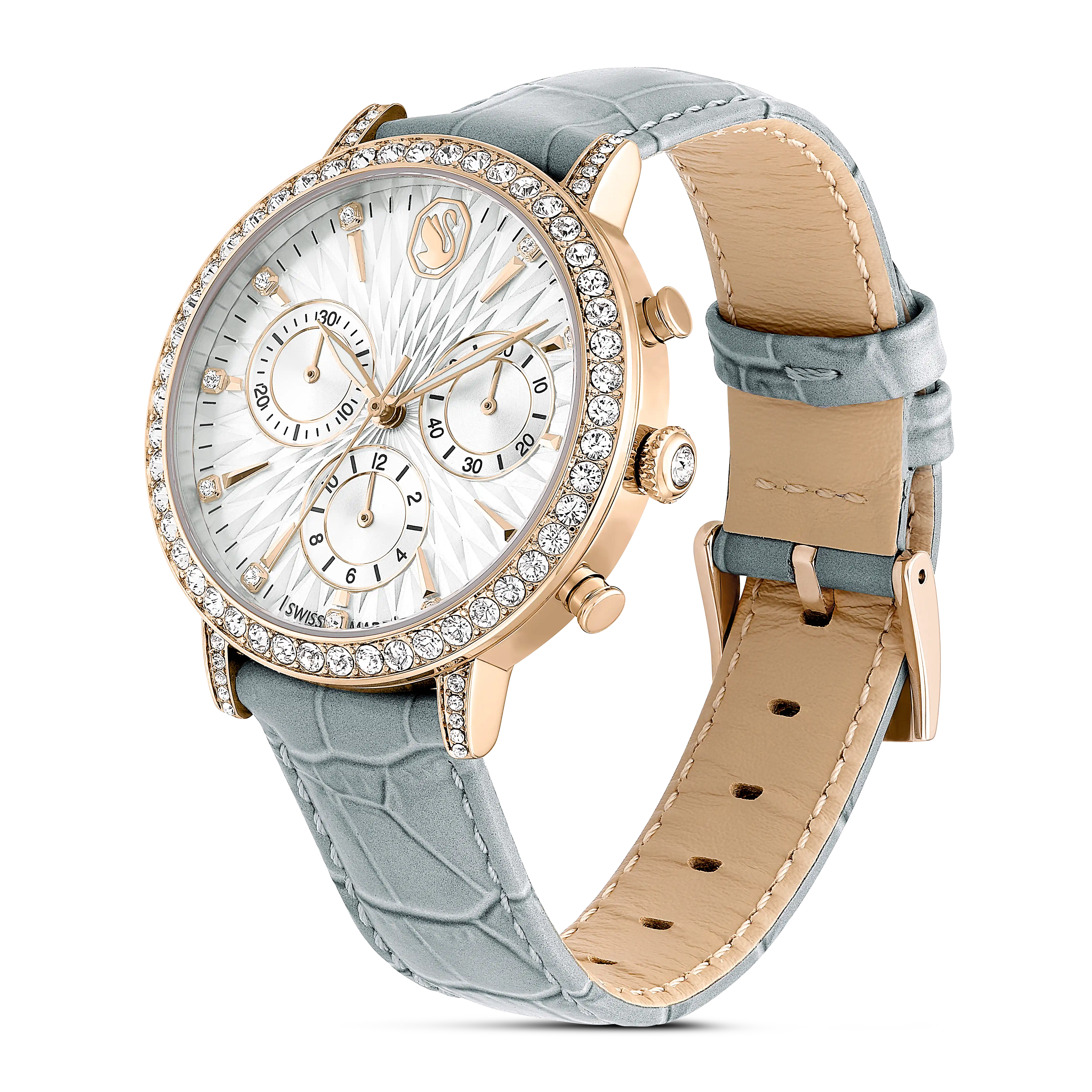 Matrix Tennis Chrono watch Swiss Made/Leather strap/Gray/Champagne gold-tone finish