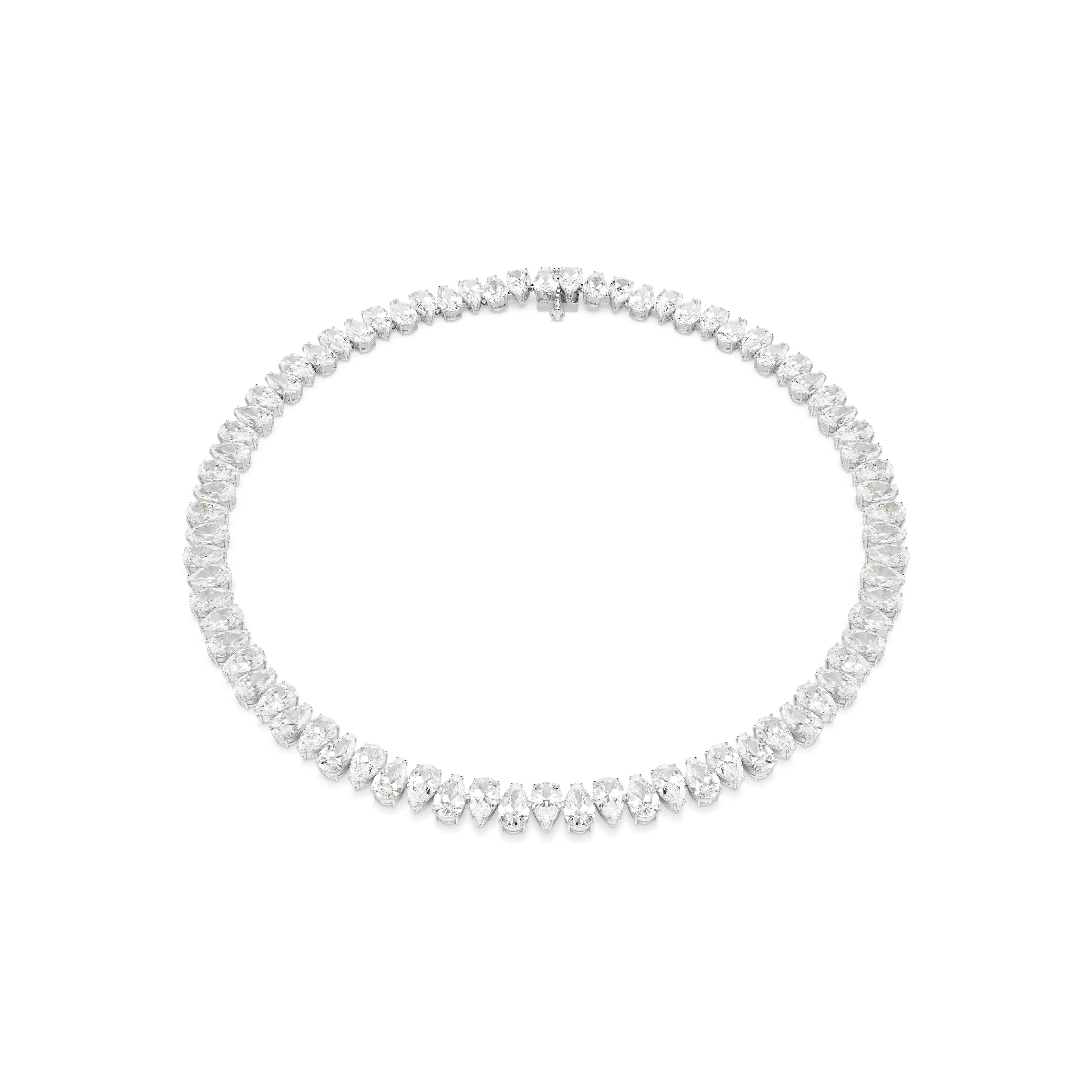 Matrix Tennis necklace Pear cut/White/Rhodium plated