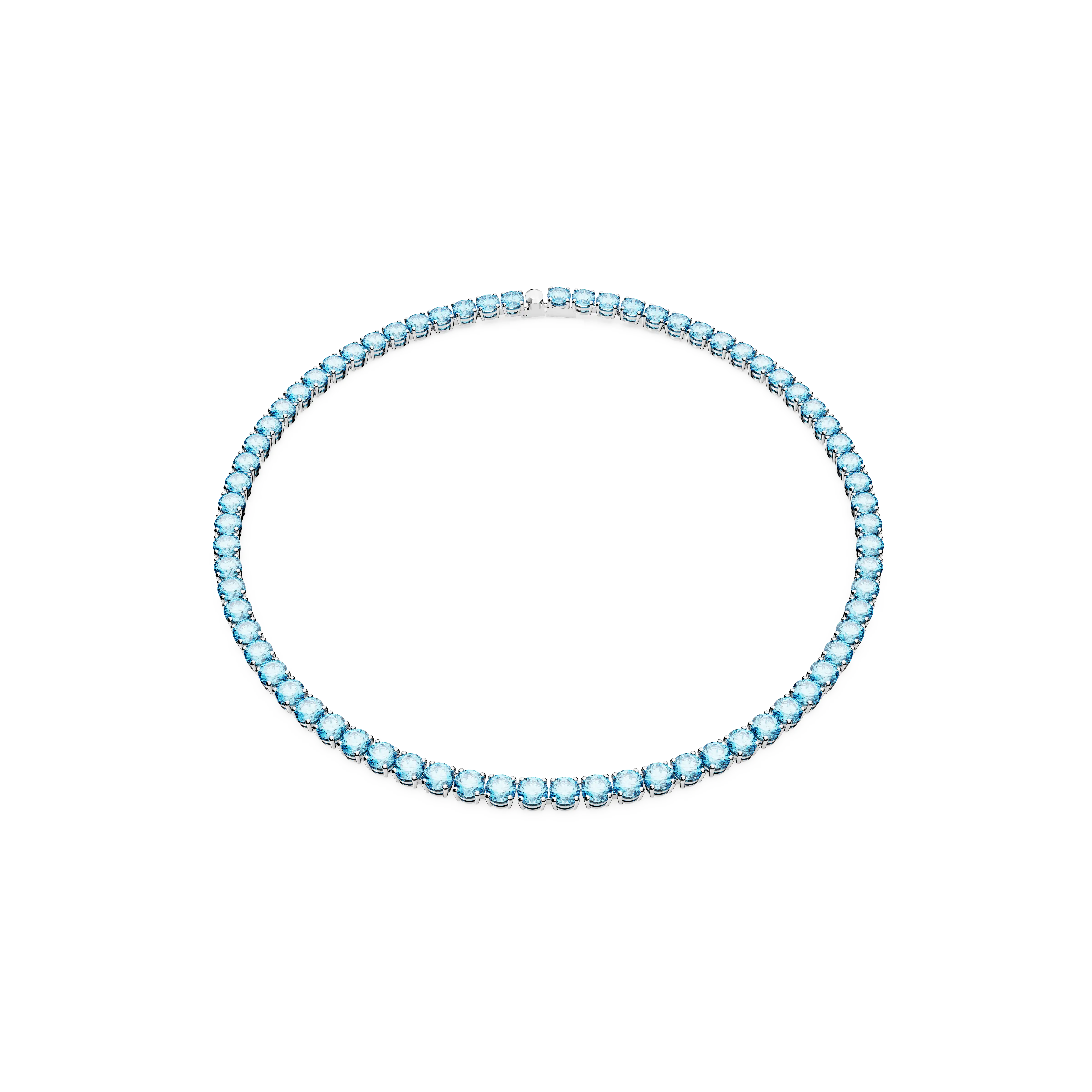 Matrix Tennis necklace Round cut/Medium/Blue/Rhodium plated