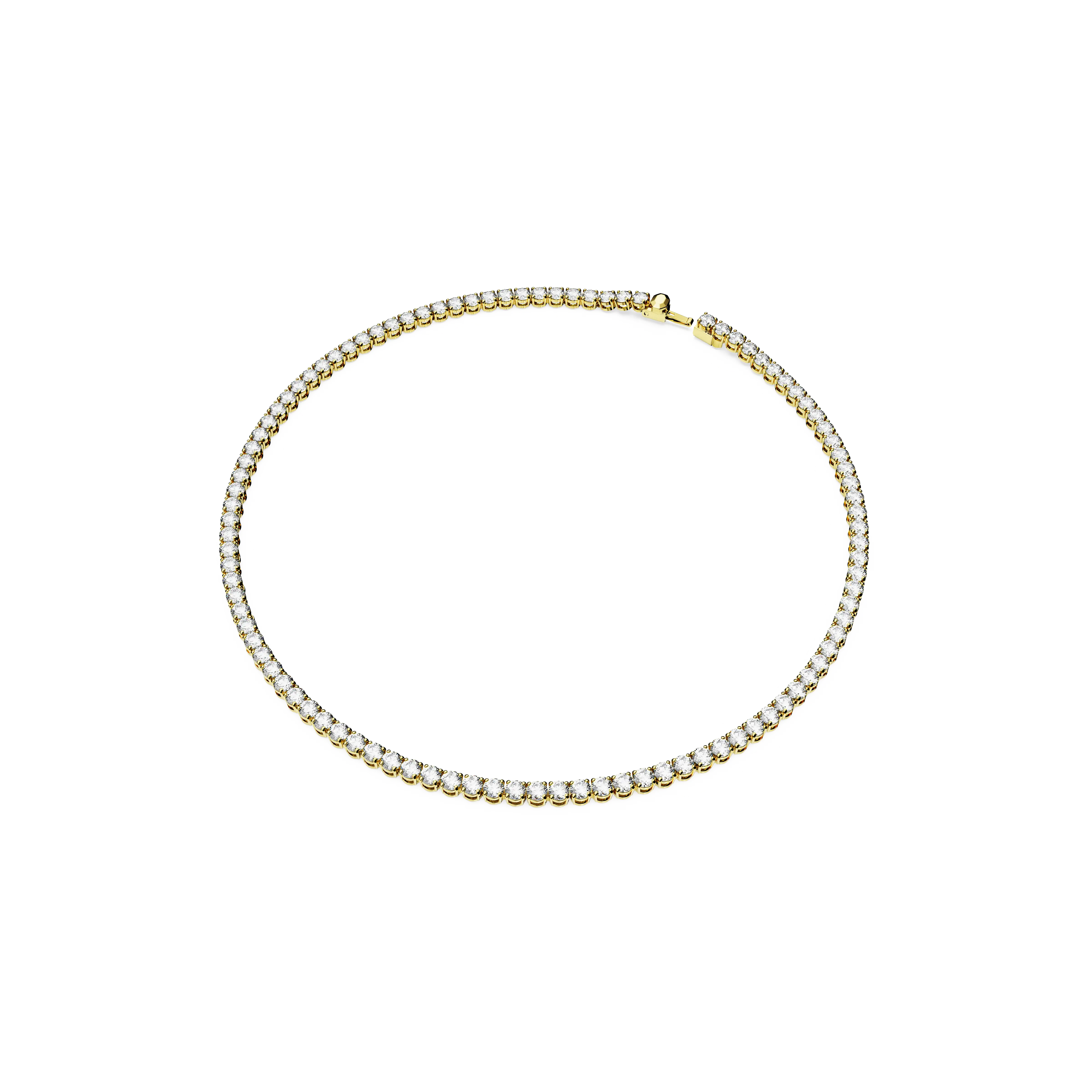 Matrix Tennis necklace Round cut/White/Gold-tone plated