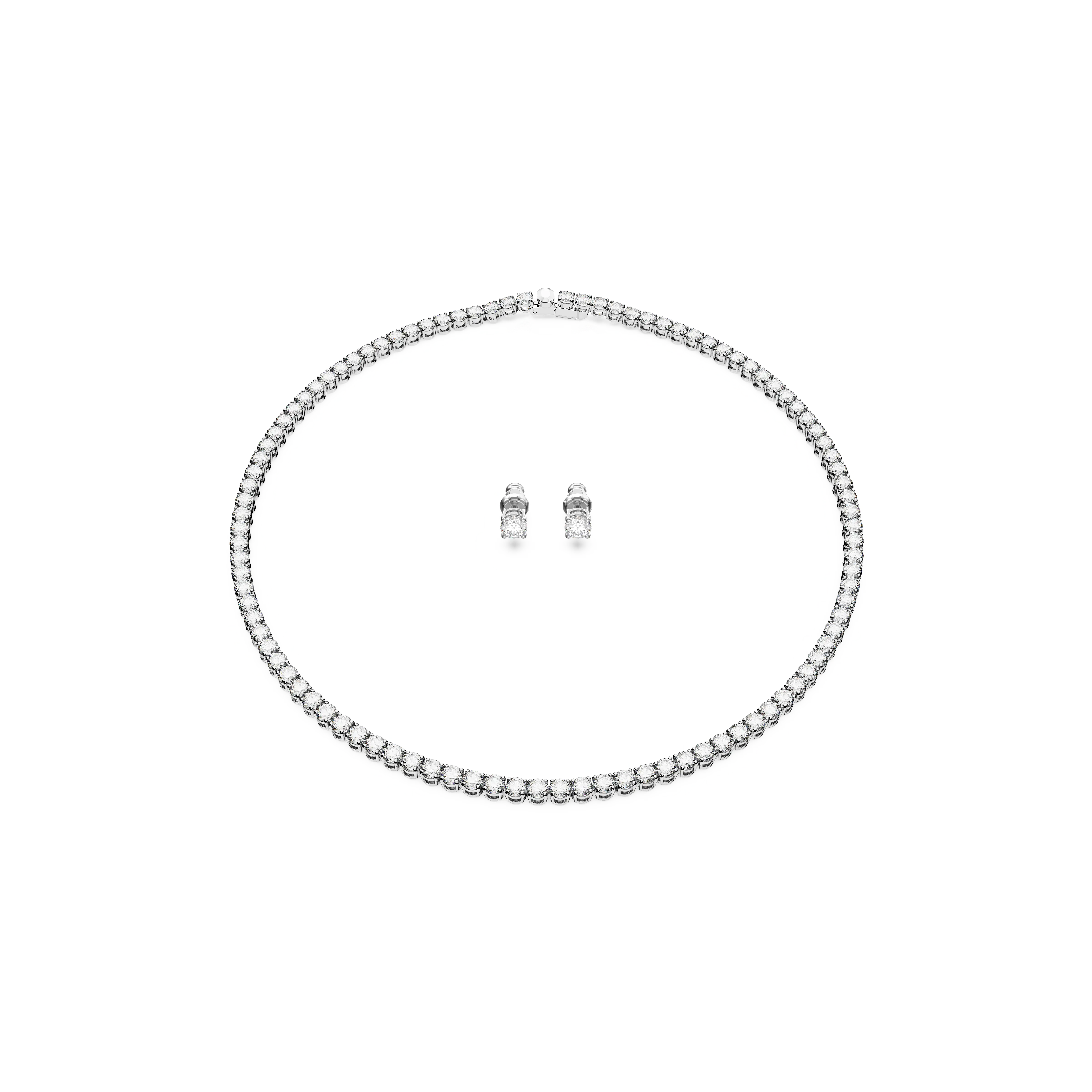 Matrix Tennis set Round cut/White/Rhodium plated