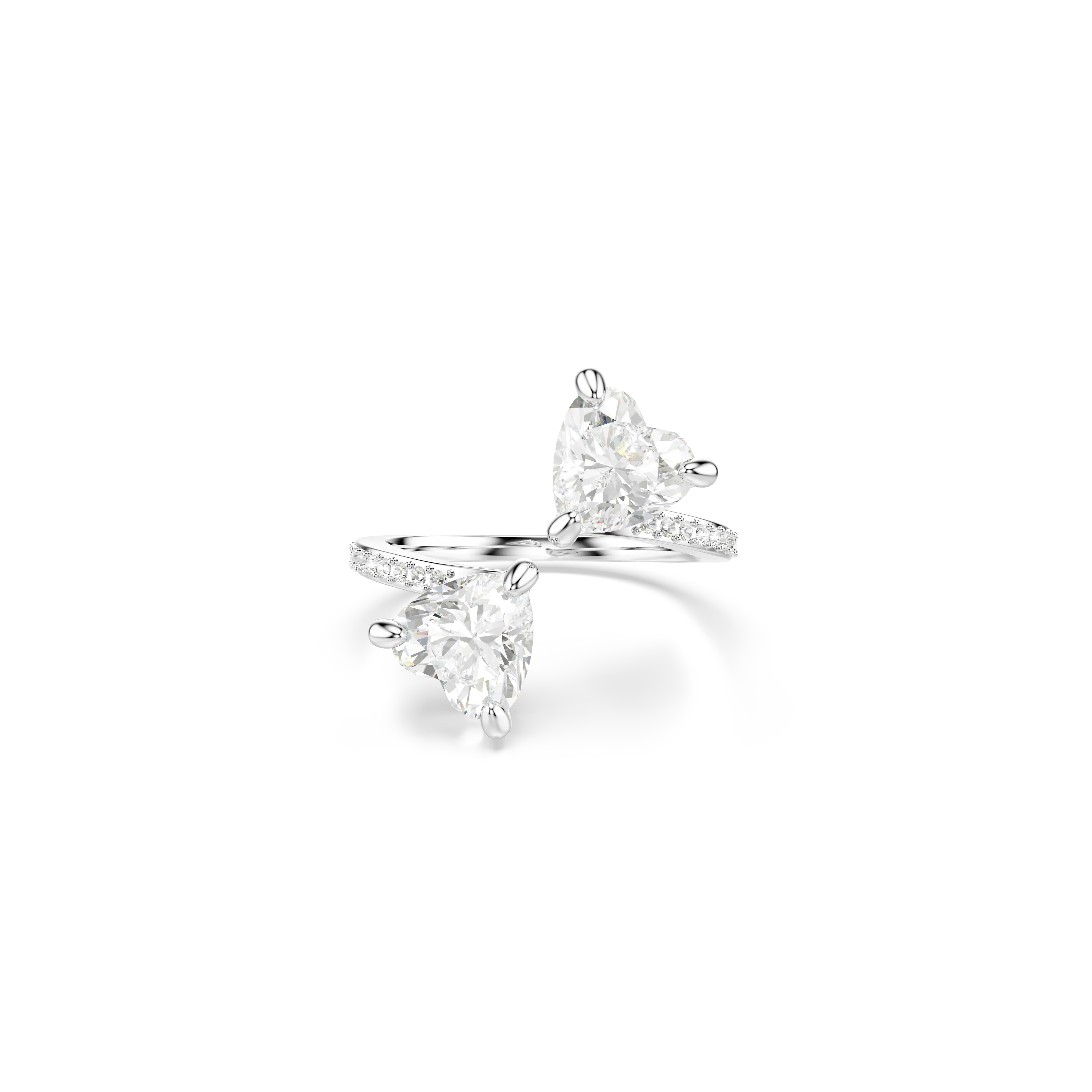 Mesmera Attract open ring Heart cut/Pavé/Heart/White/Silver-tone finish