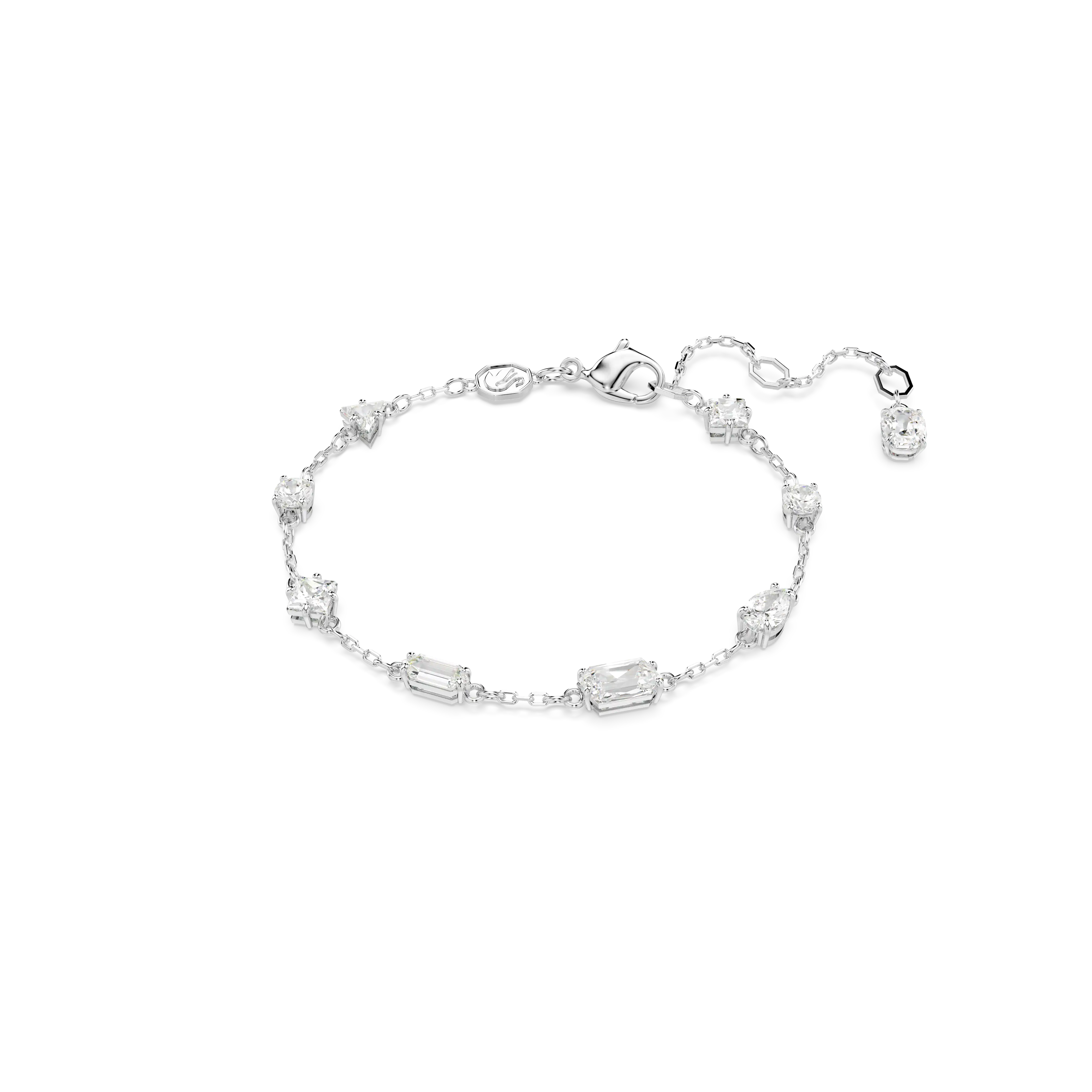 Mesmera bracelet Mixed cuts/Scattered design/White/Rhodium plated