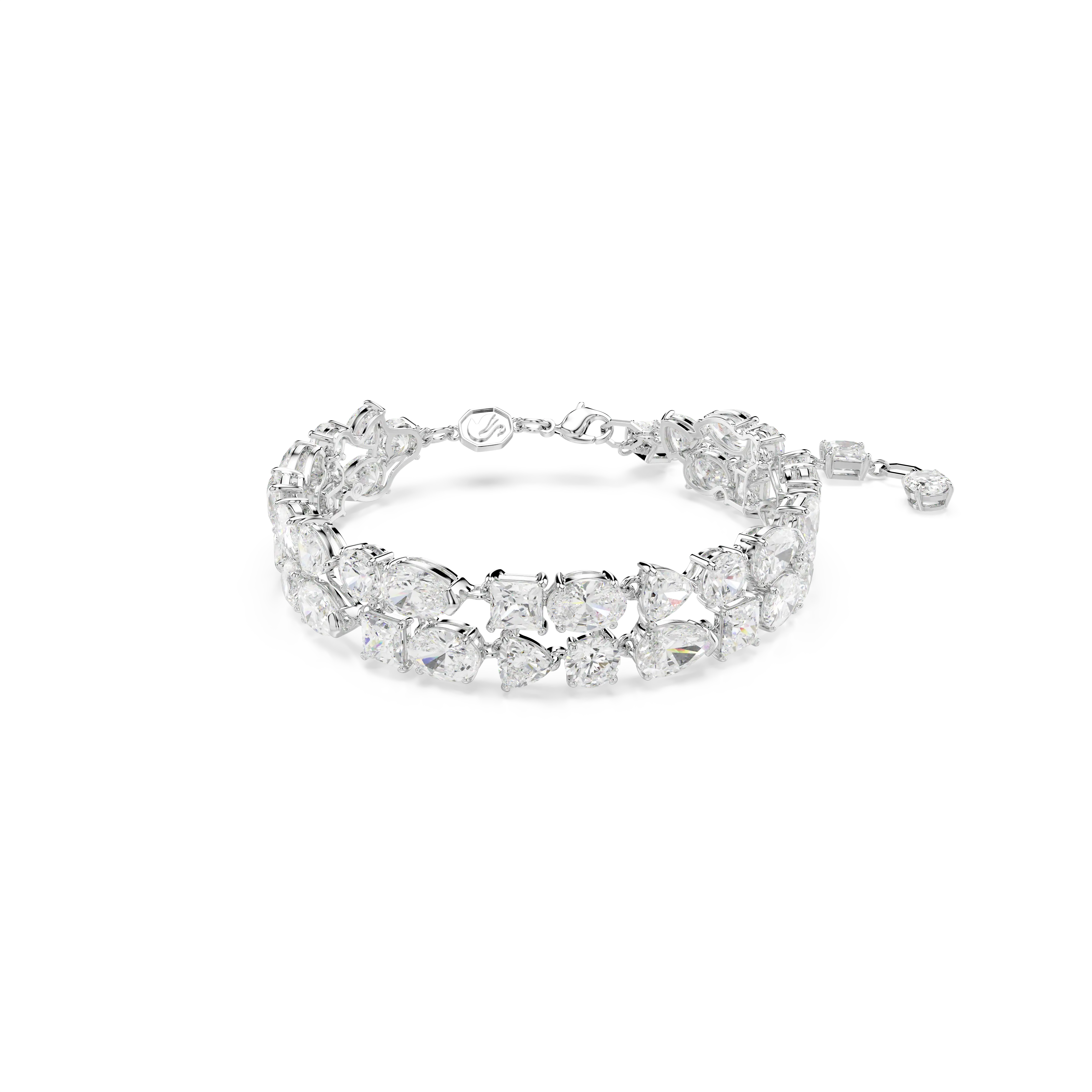 Mesmera bracelet Mixed cuts/White/Rhodium plated