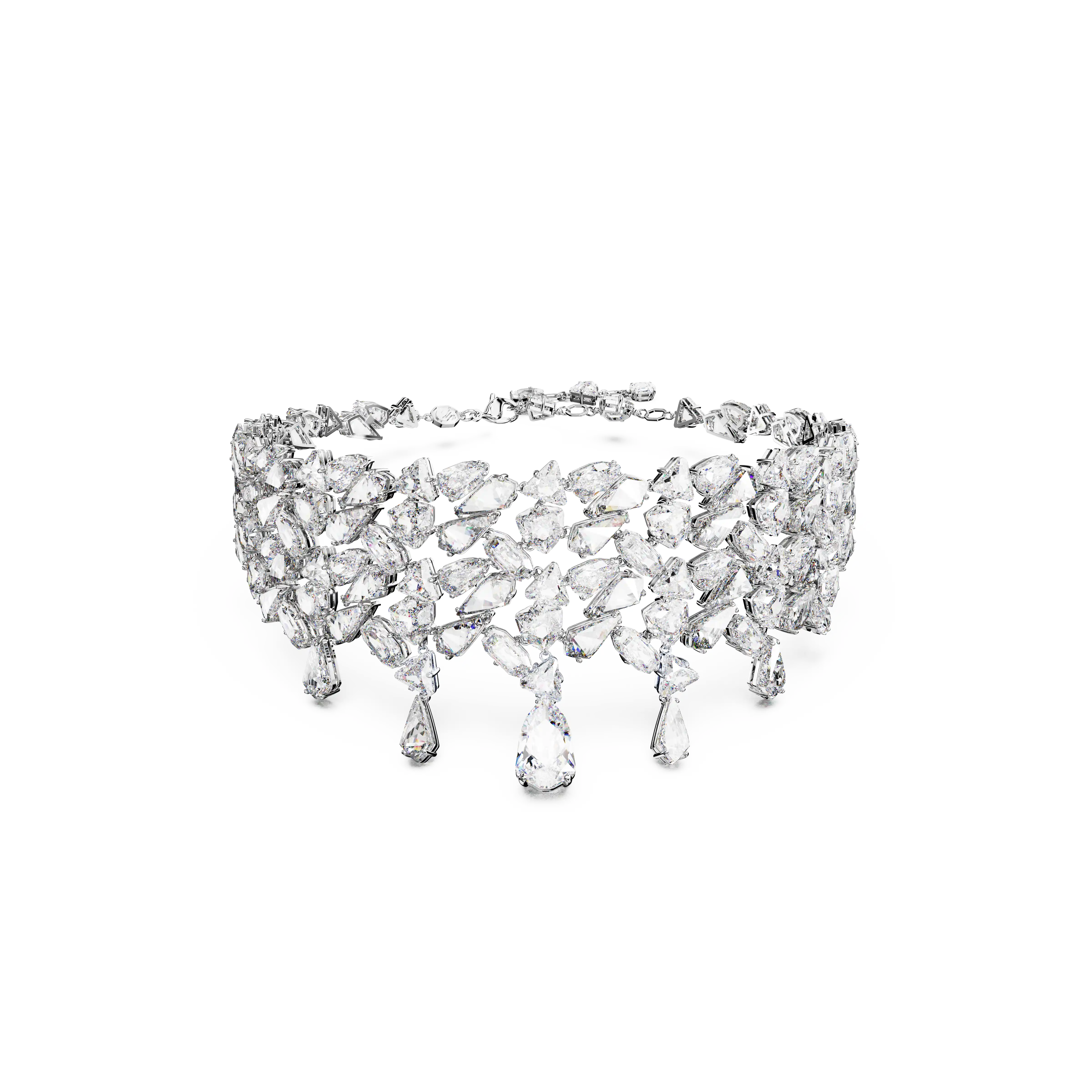Mesmera choker Mixed cuts/White/Rhodium plated