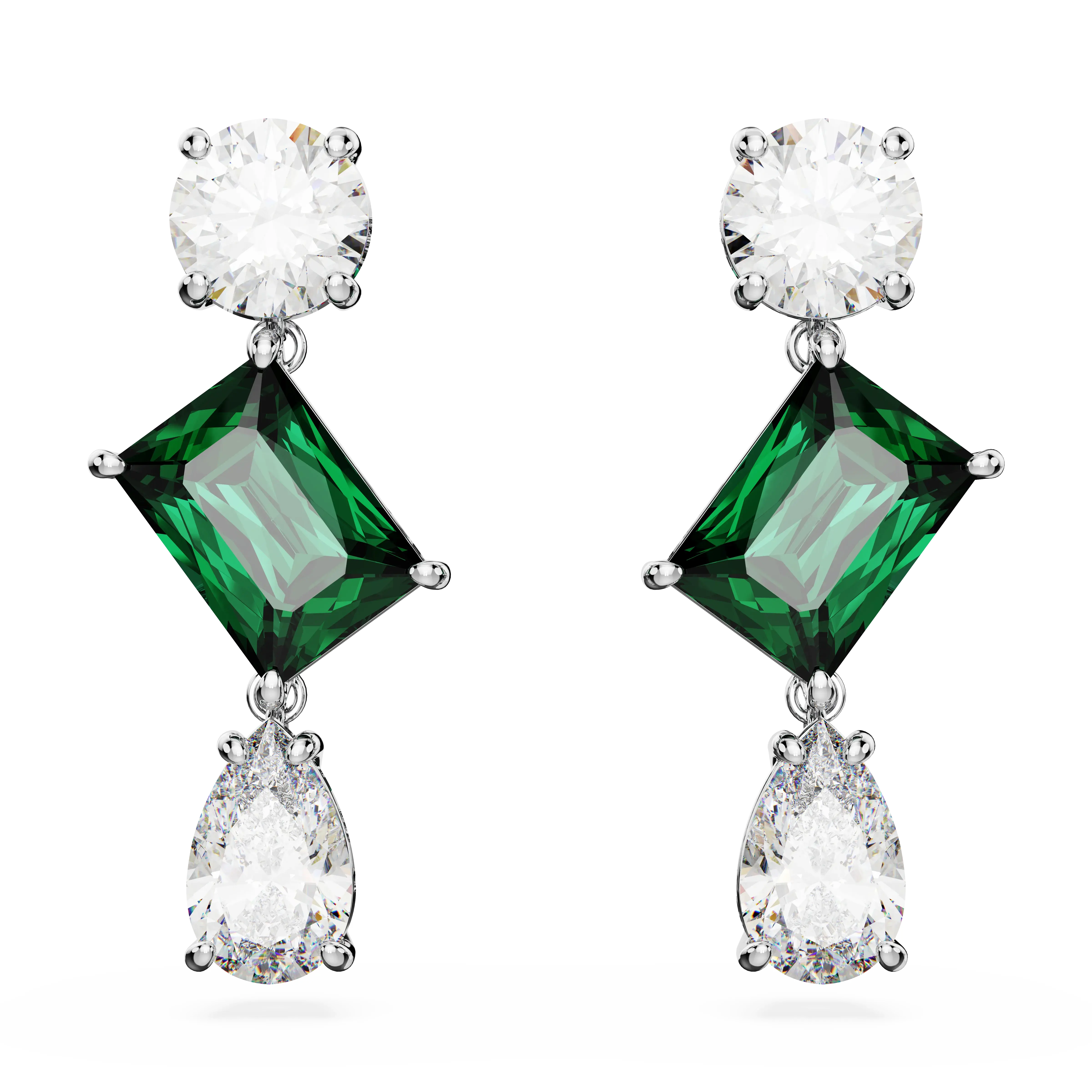 Mesmera drop earrings Mixed cuts/Green/Rhodium plated