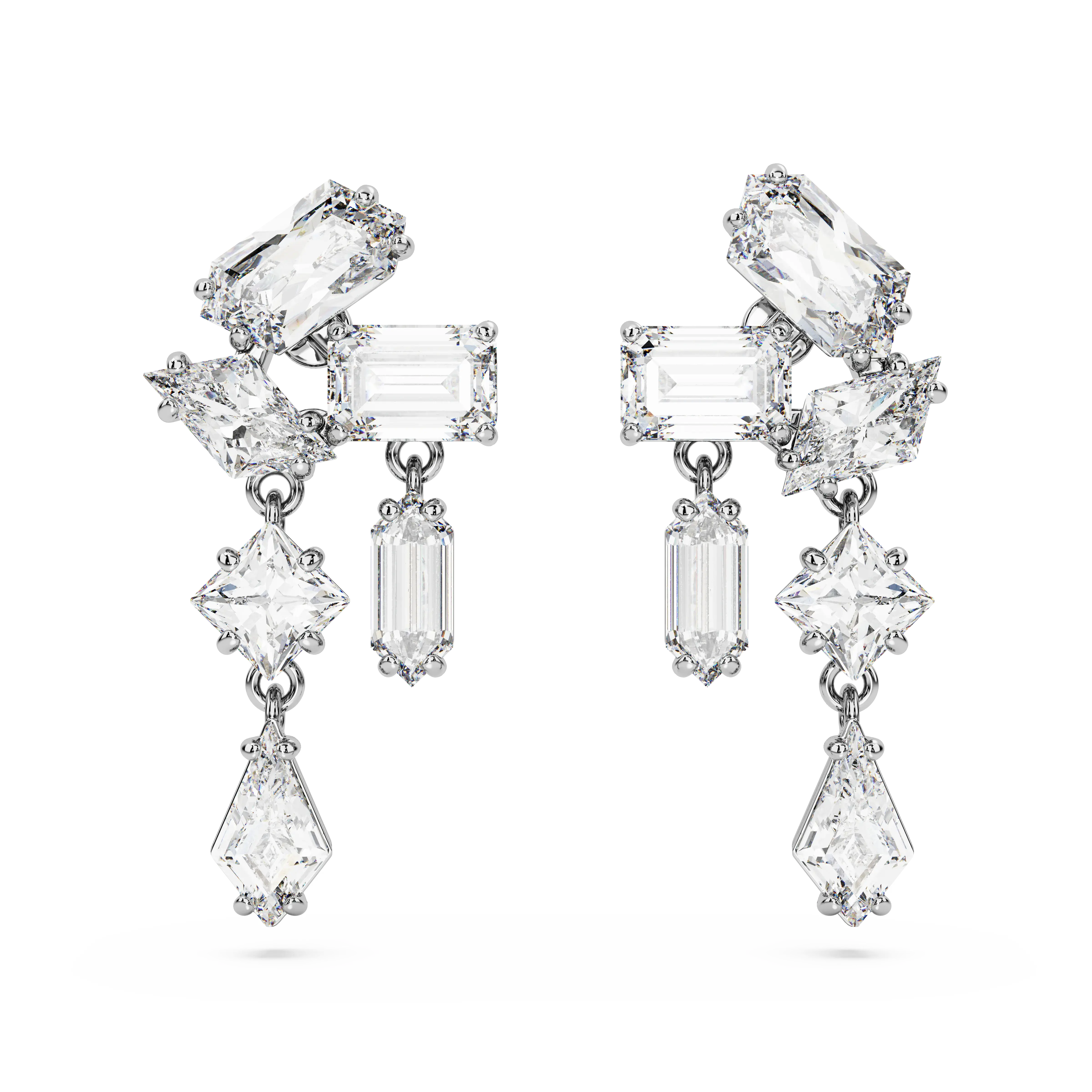 Mesmera drop earrings Mixed cuts/White/Rhodium plated