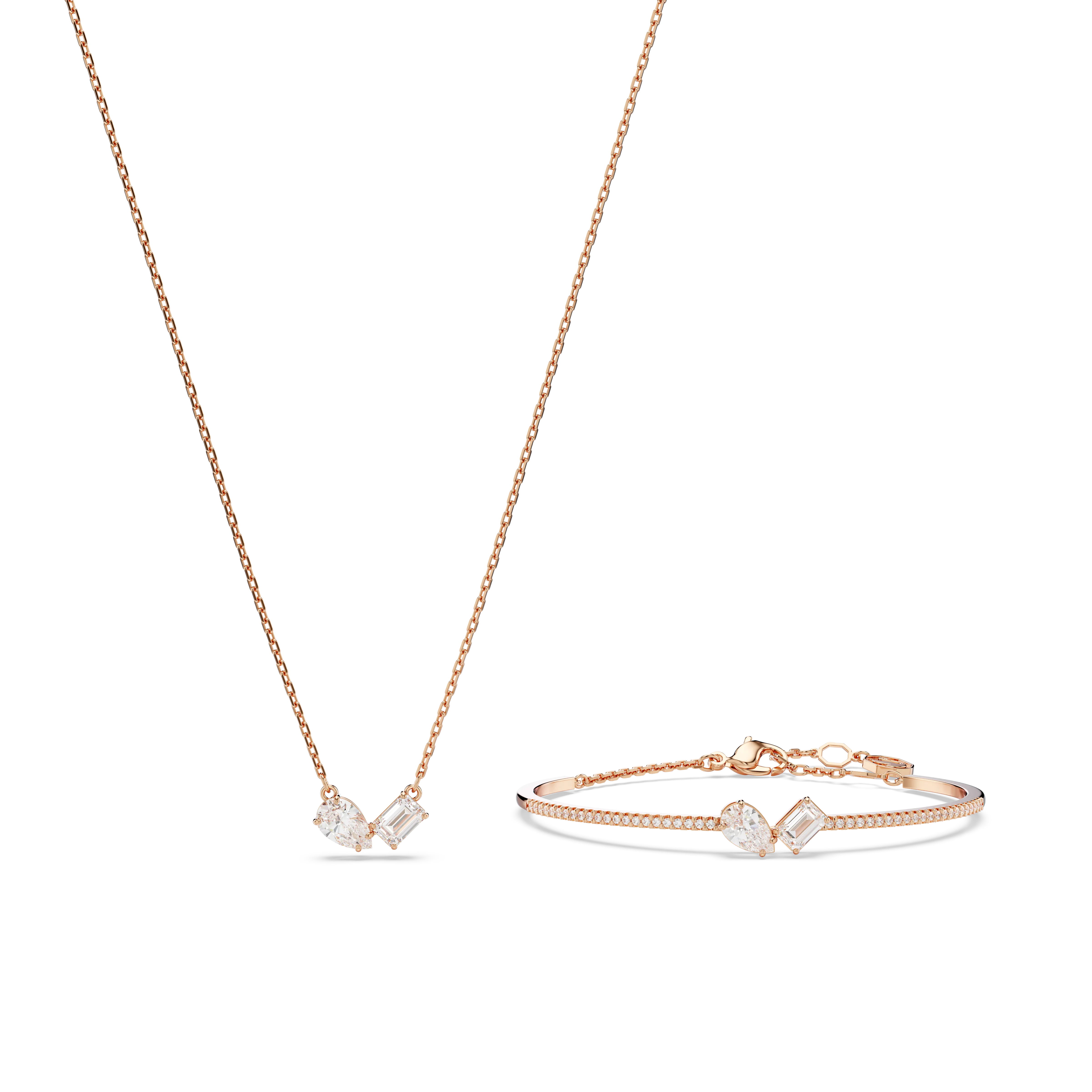 Mesmera set Mixed cuts/White/Rose gold-tone plated