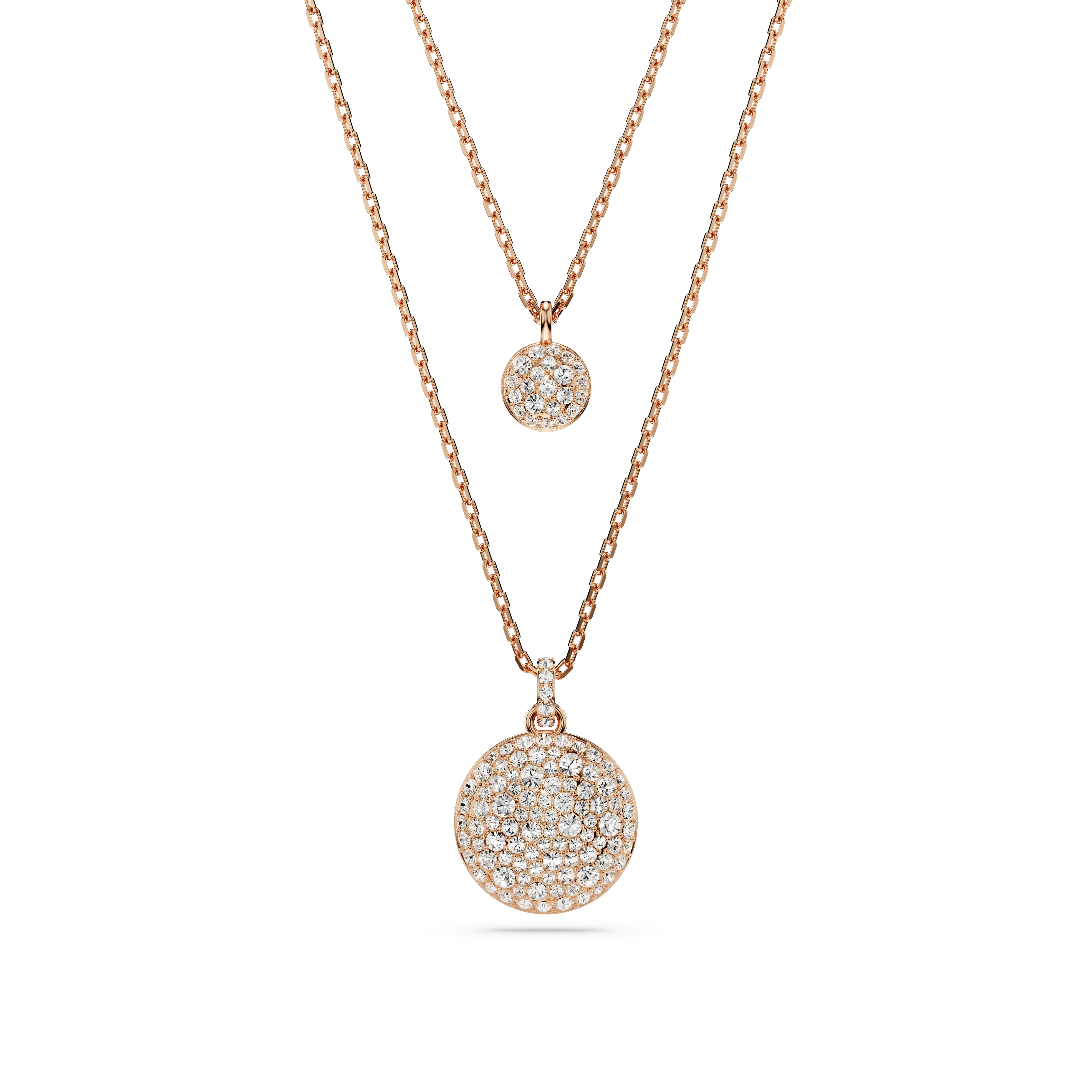 Meteora layered pendant White/Rose gold-tone plated