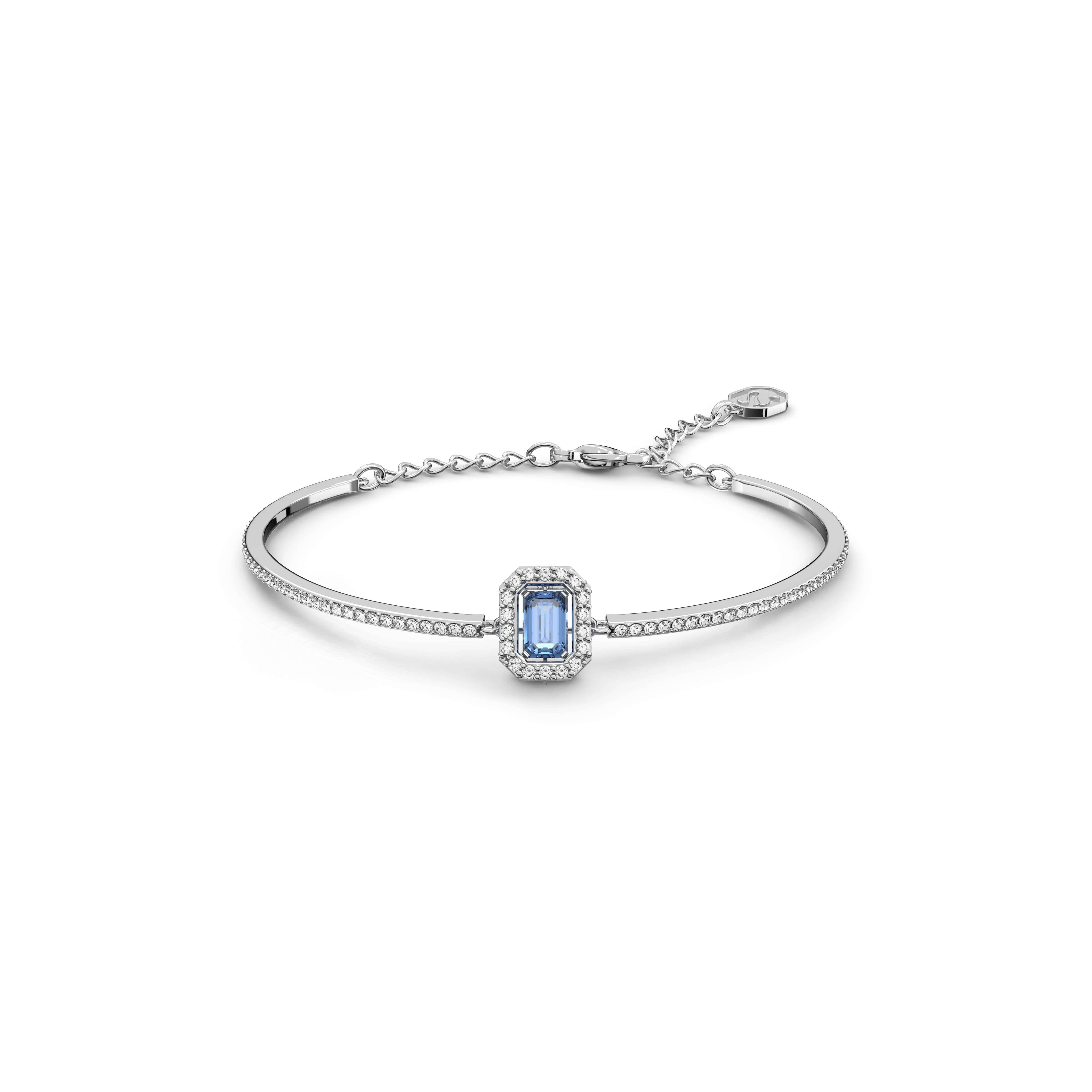Millenia bangle Octagon cut/Pavé/Blue/Rhodium plated