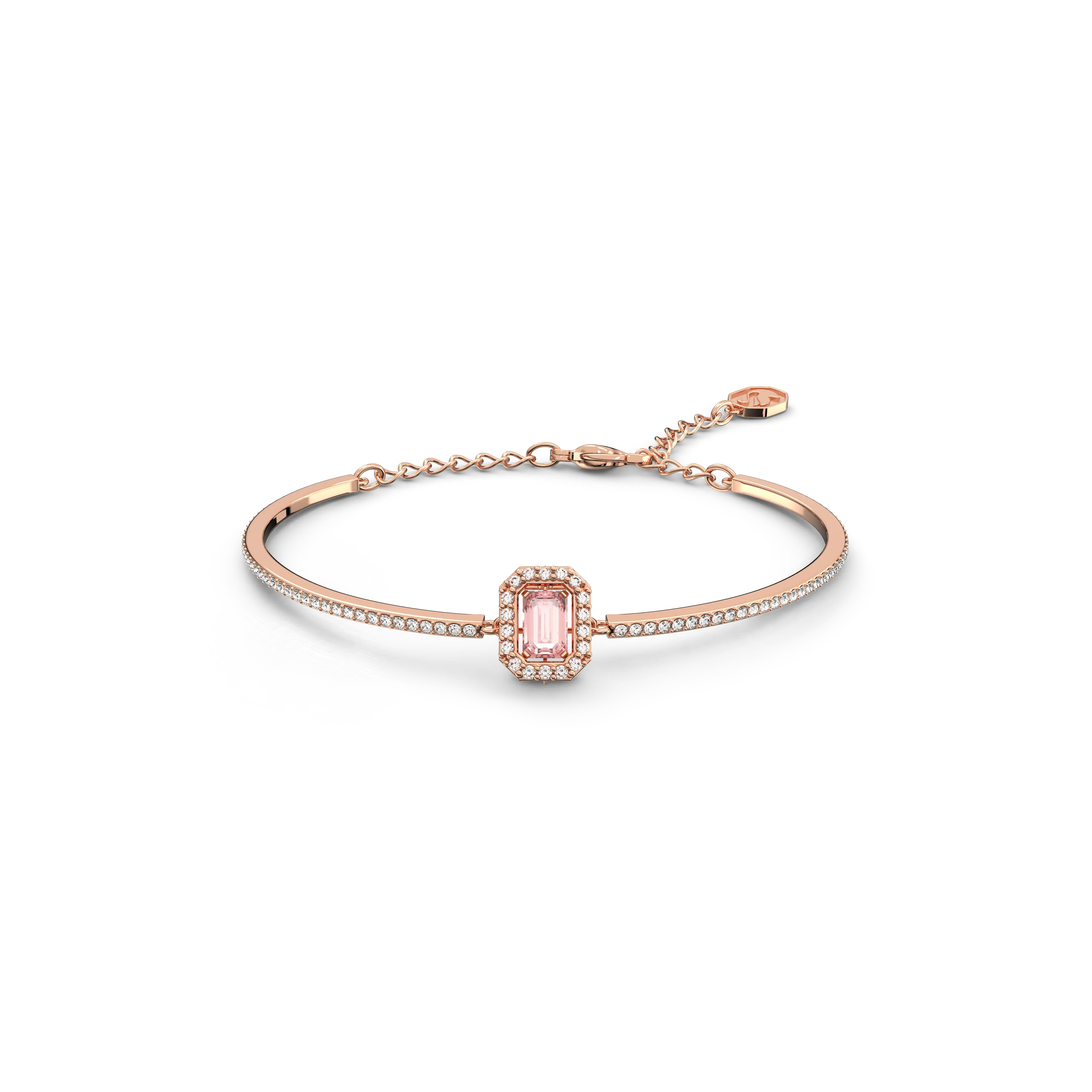 Millenia bangle Octagon cut/Pavé/Pink/Rose gold-tone plated