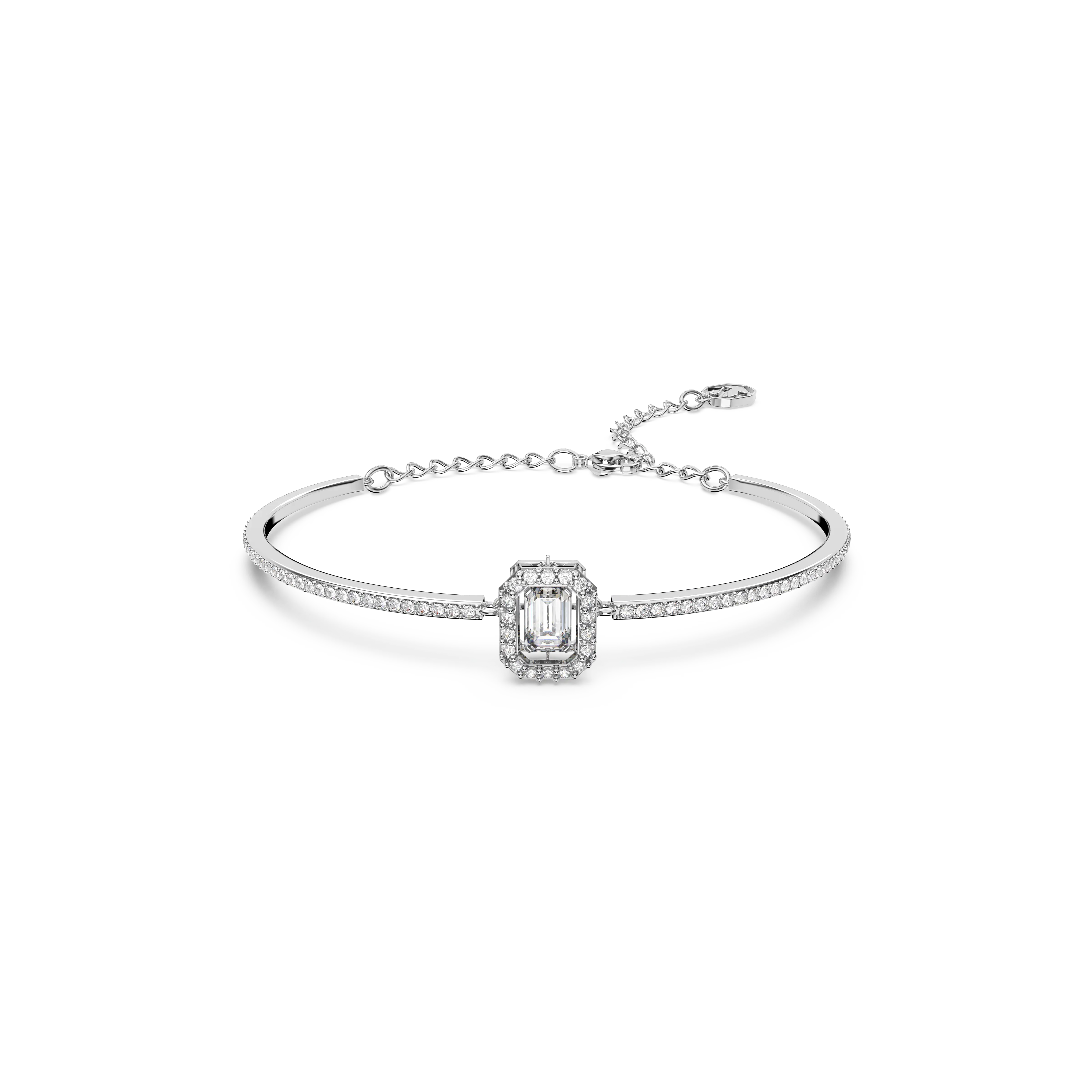 Millenia bangle Octagon cut/Pavé/White/Rhodium plated