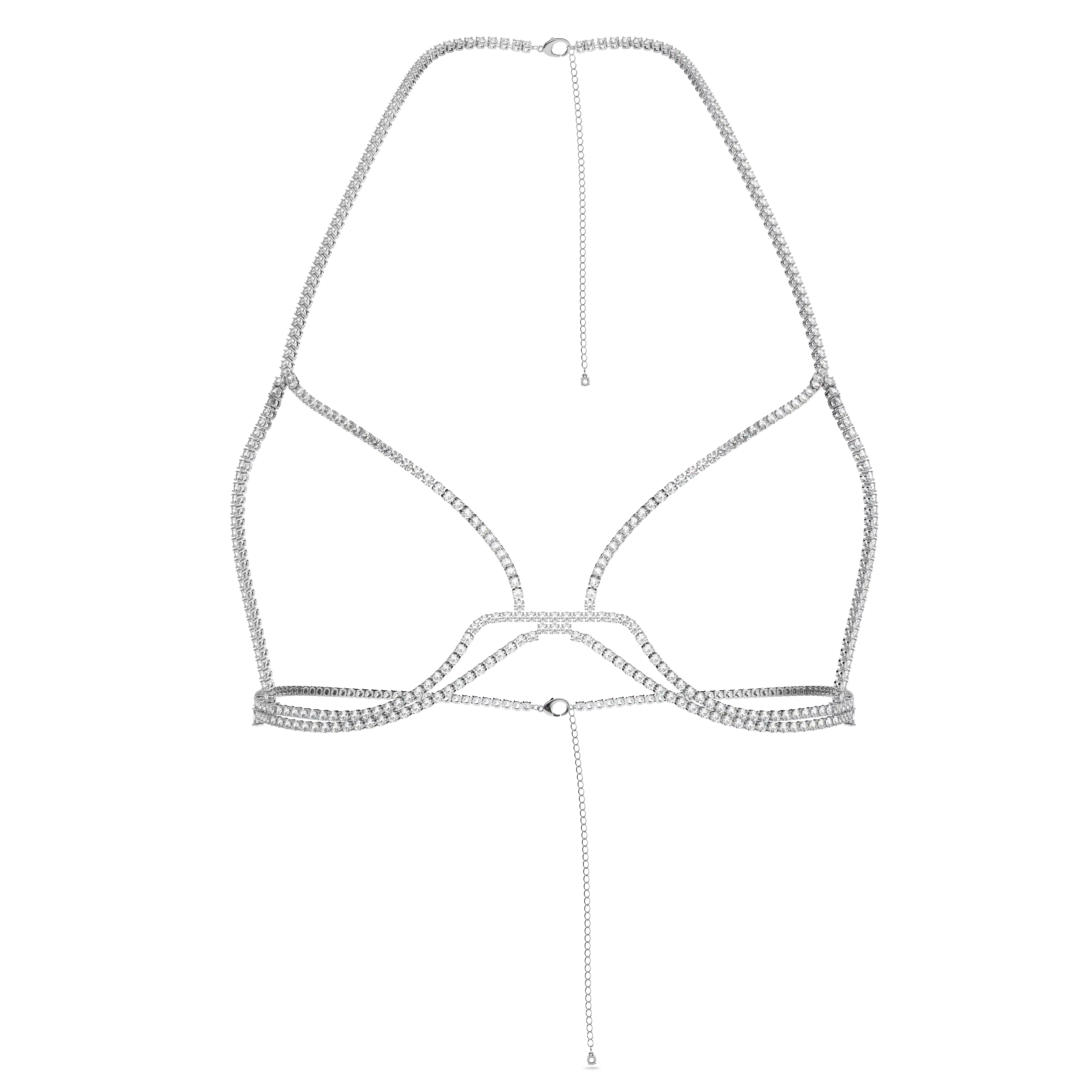 Millenia body chain Round cut/White/Rhodium plated