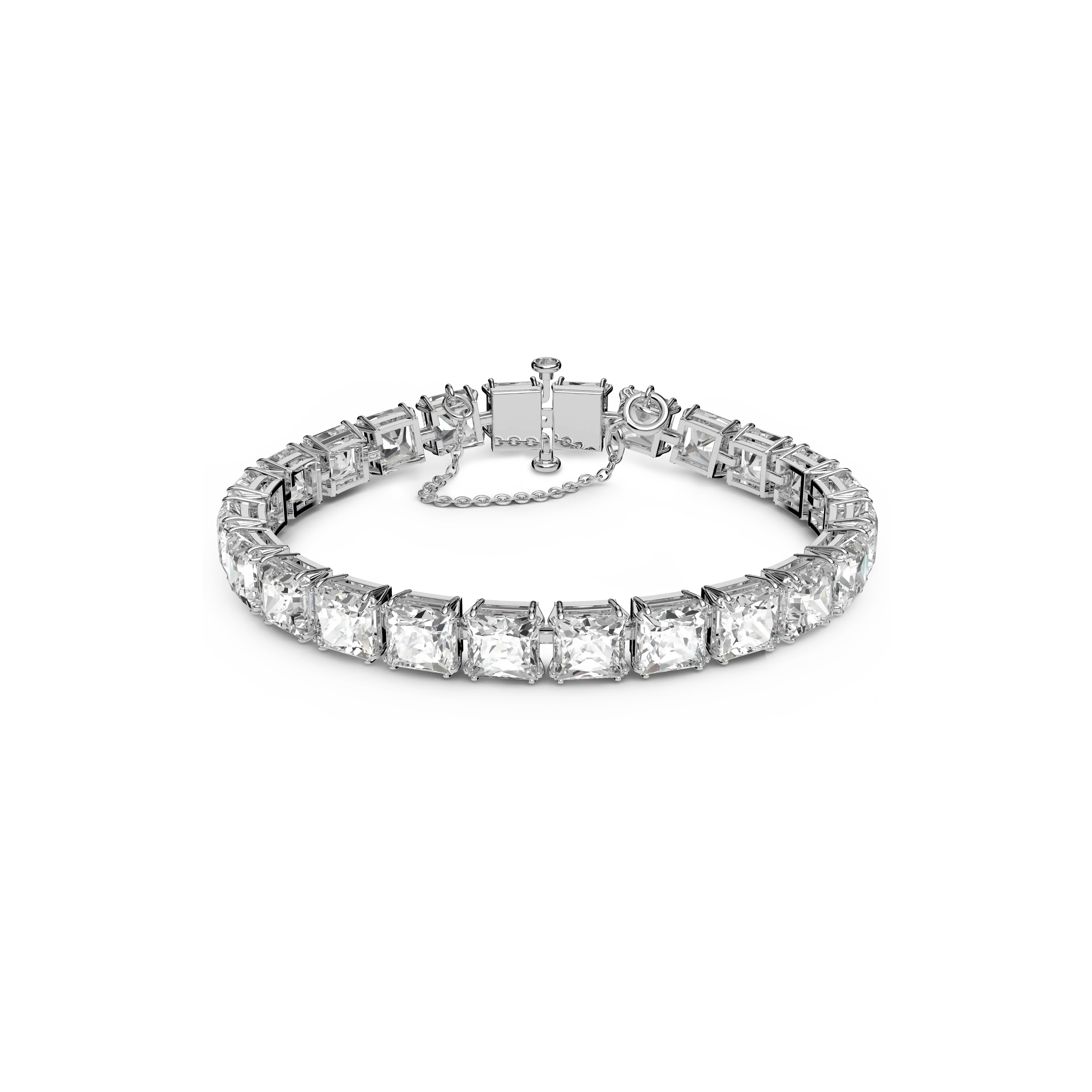 Millenia bracelet Square cut/Small/White/Rhodium plated
