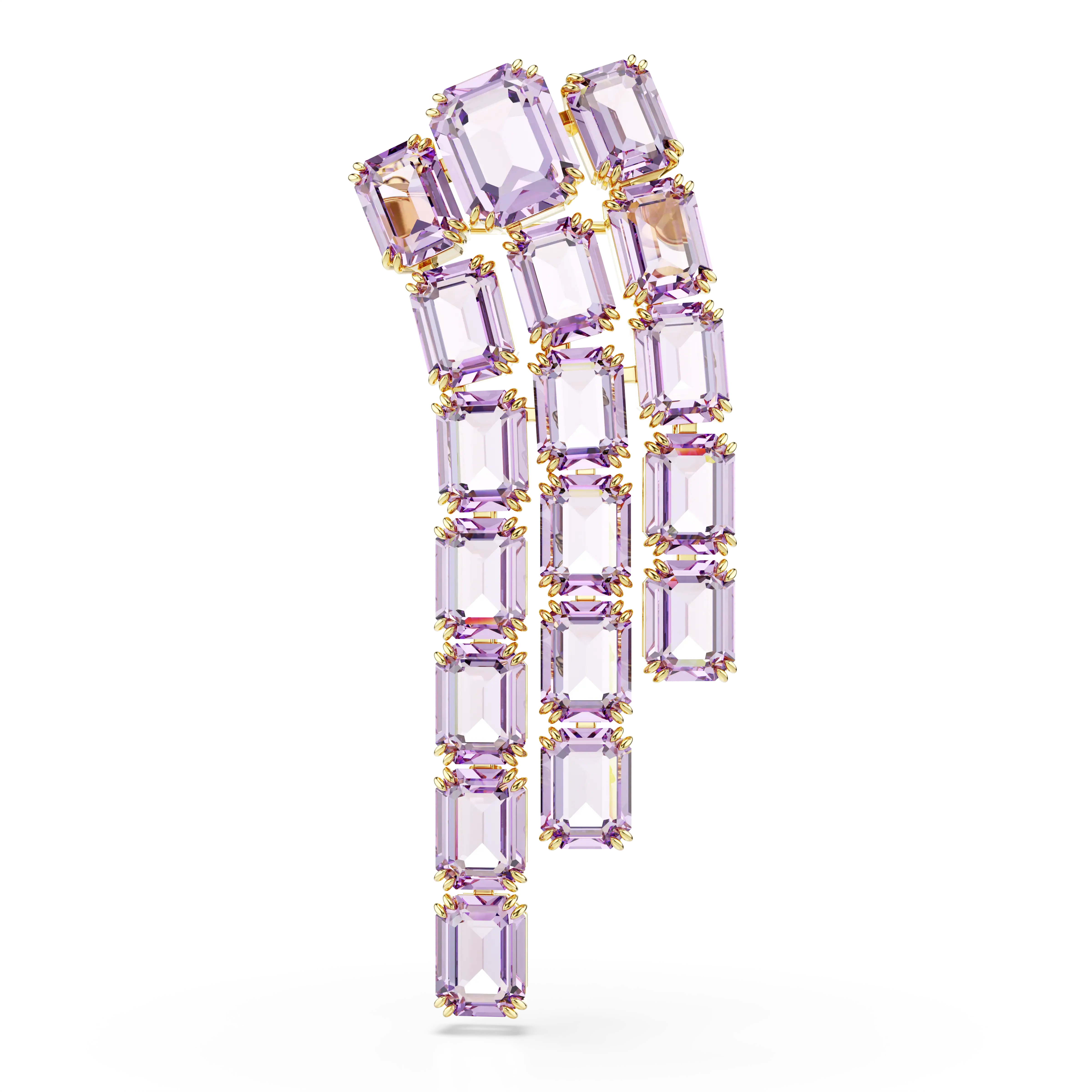 Millenia brooch Octagon cut/Purple/Gold-tone plated