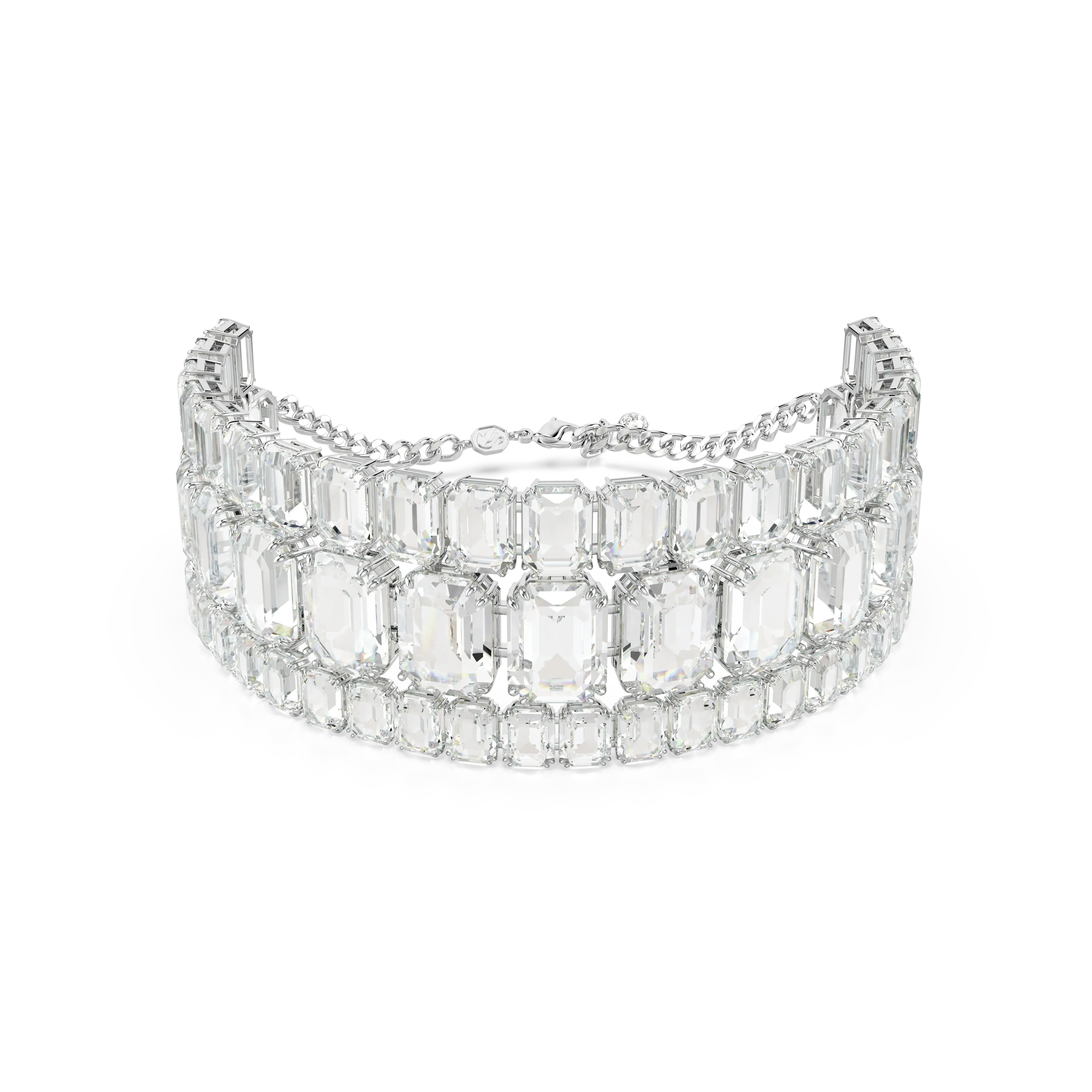 Millenia choker Octagon cut/White/Rhodium plated