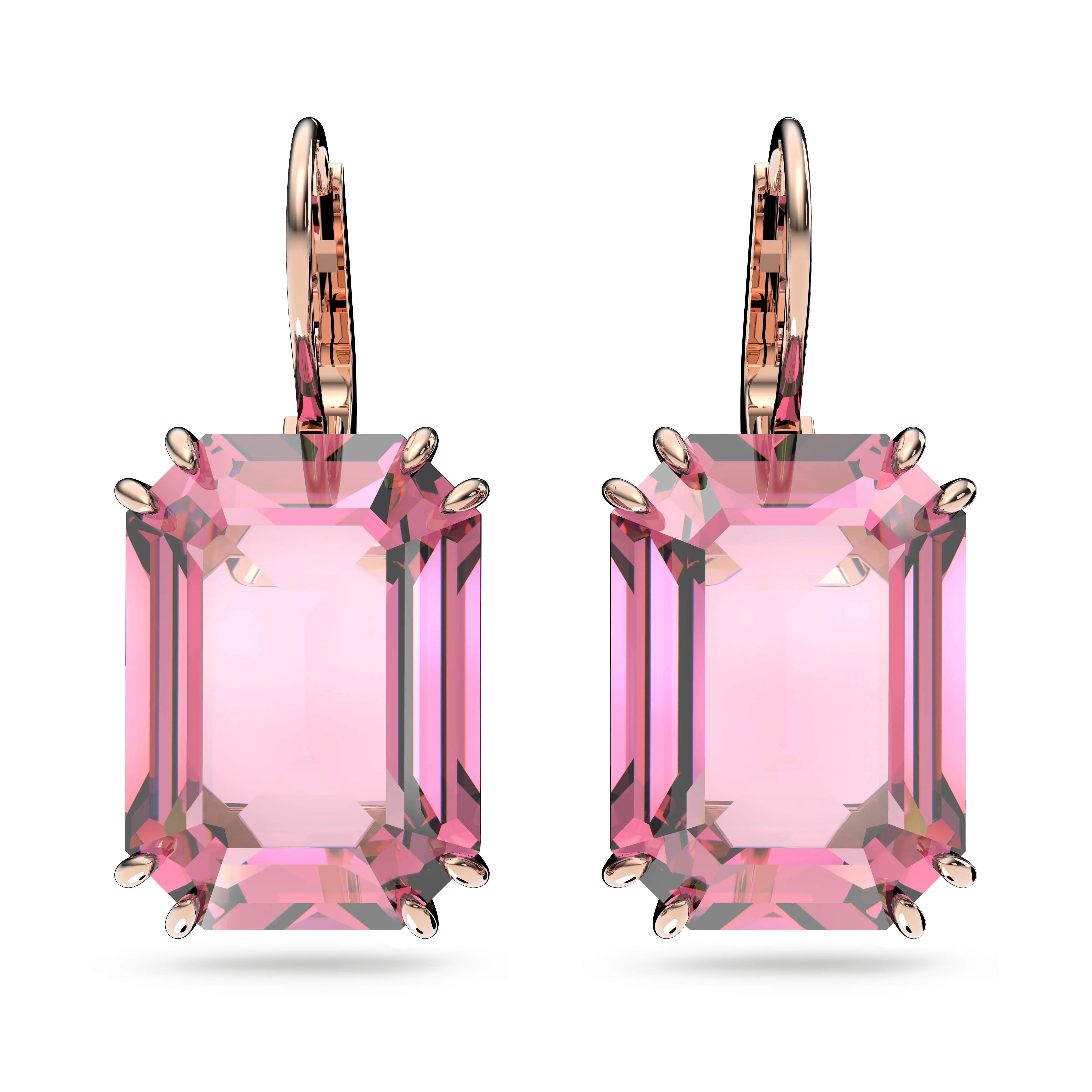 Millenia drop earrings Octagon cut/Pink/Rose gold-tone plated