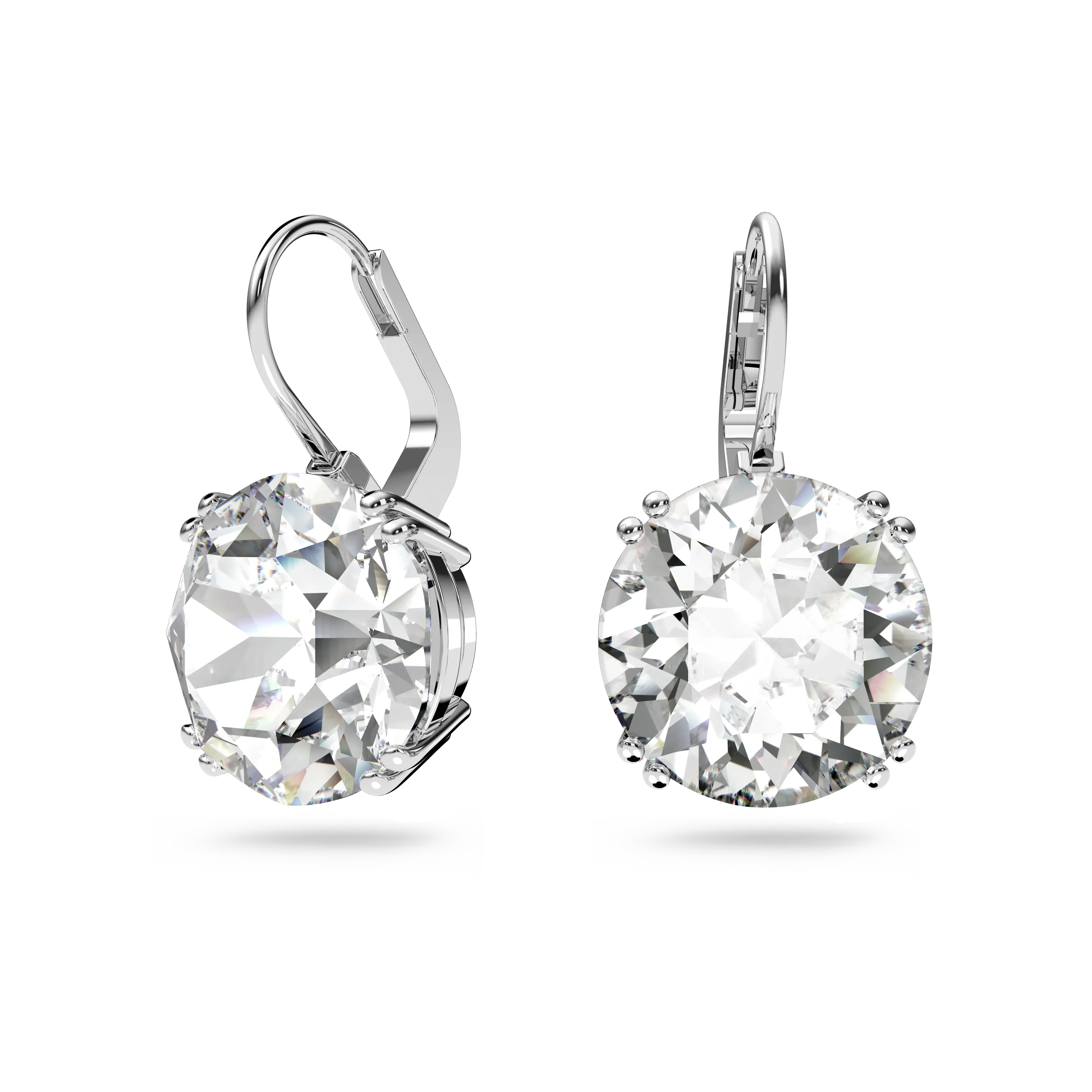 Millenia drop earrings Round cut/White/Rhodium plated