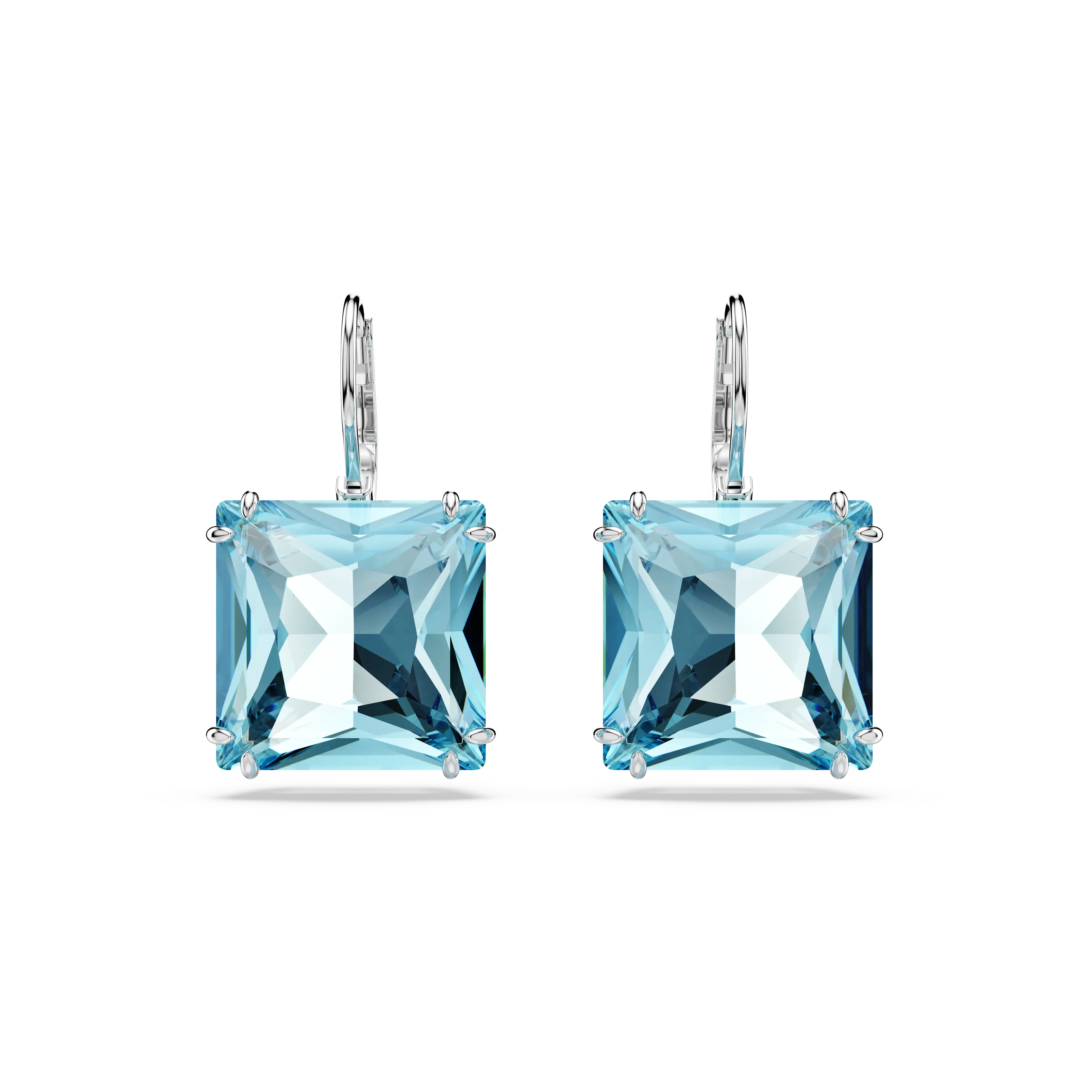 Millenia drop earrings Square cut/Blue/Rhodium plated