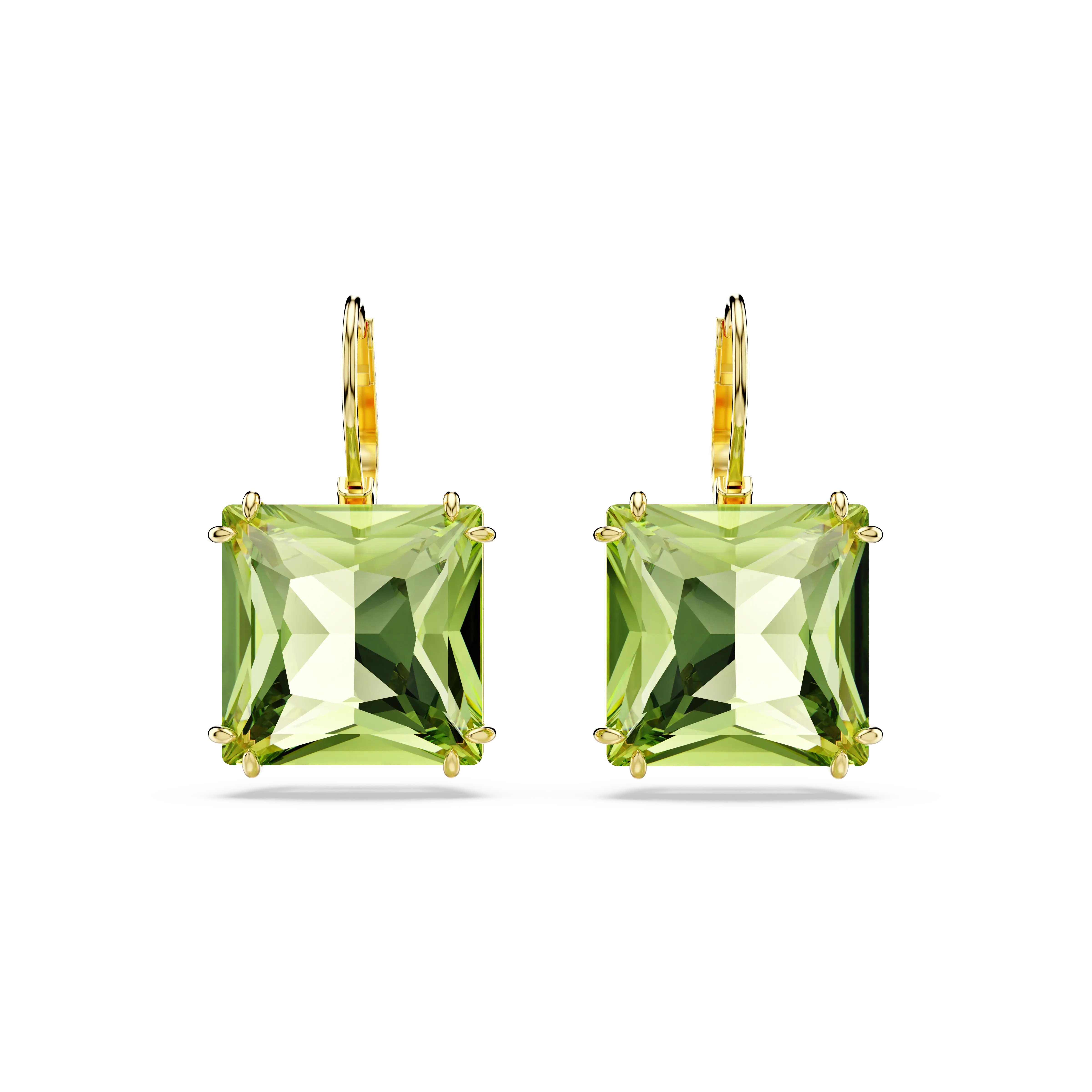 Millenia drop earrings Square cut/Green/Gold-tone plated