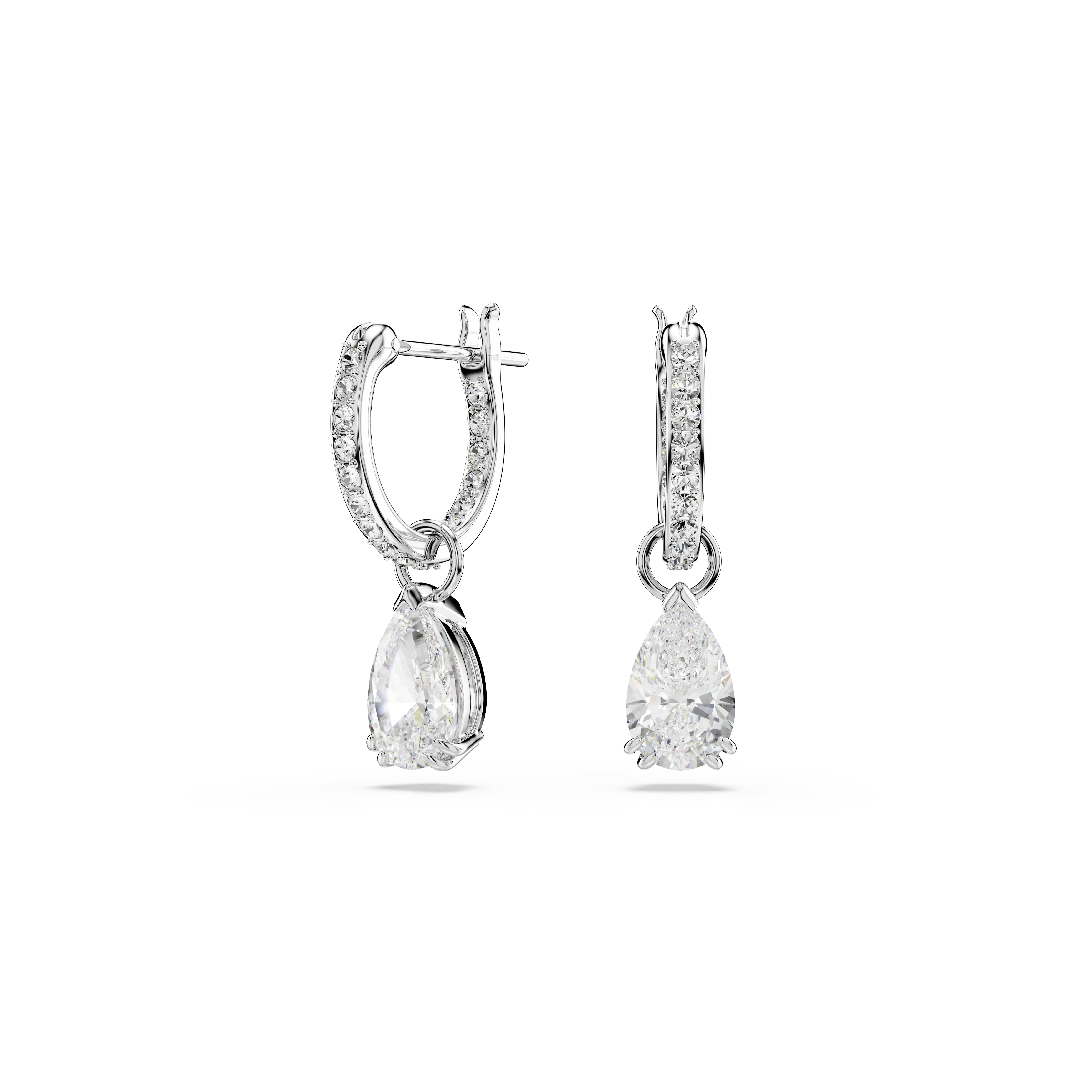 Millenia hoop earrings Pear cut/White/Rhodium plated