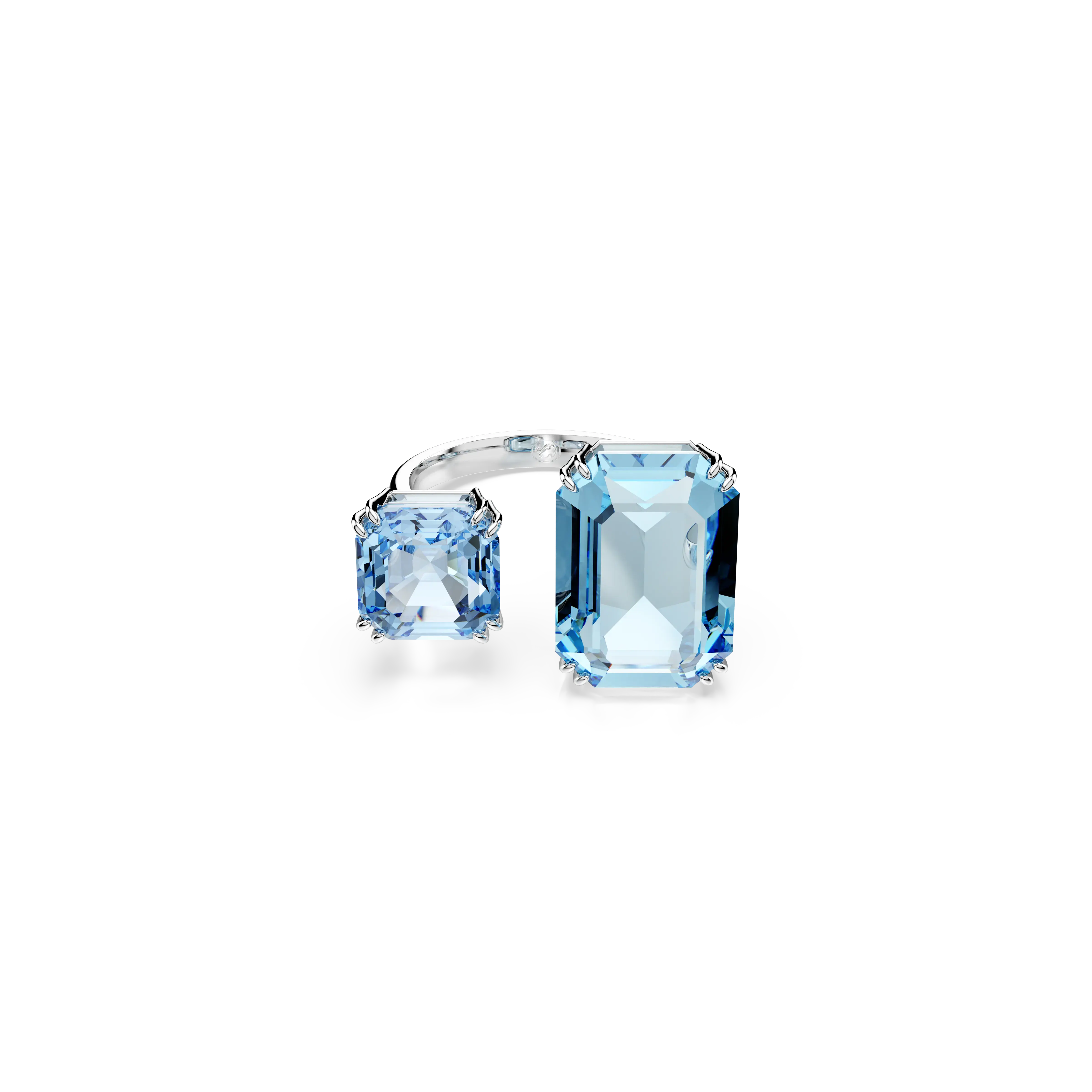 Millenia open ring Octagon cut/Blue/Rhodium plated