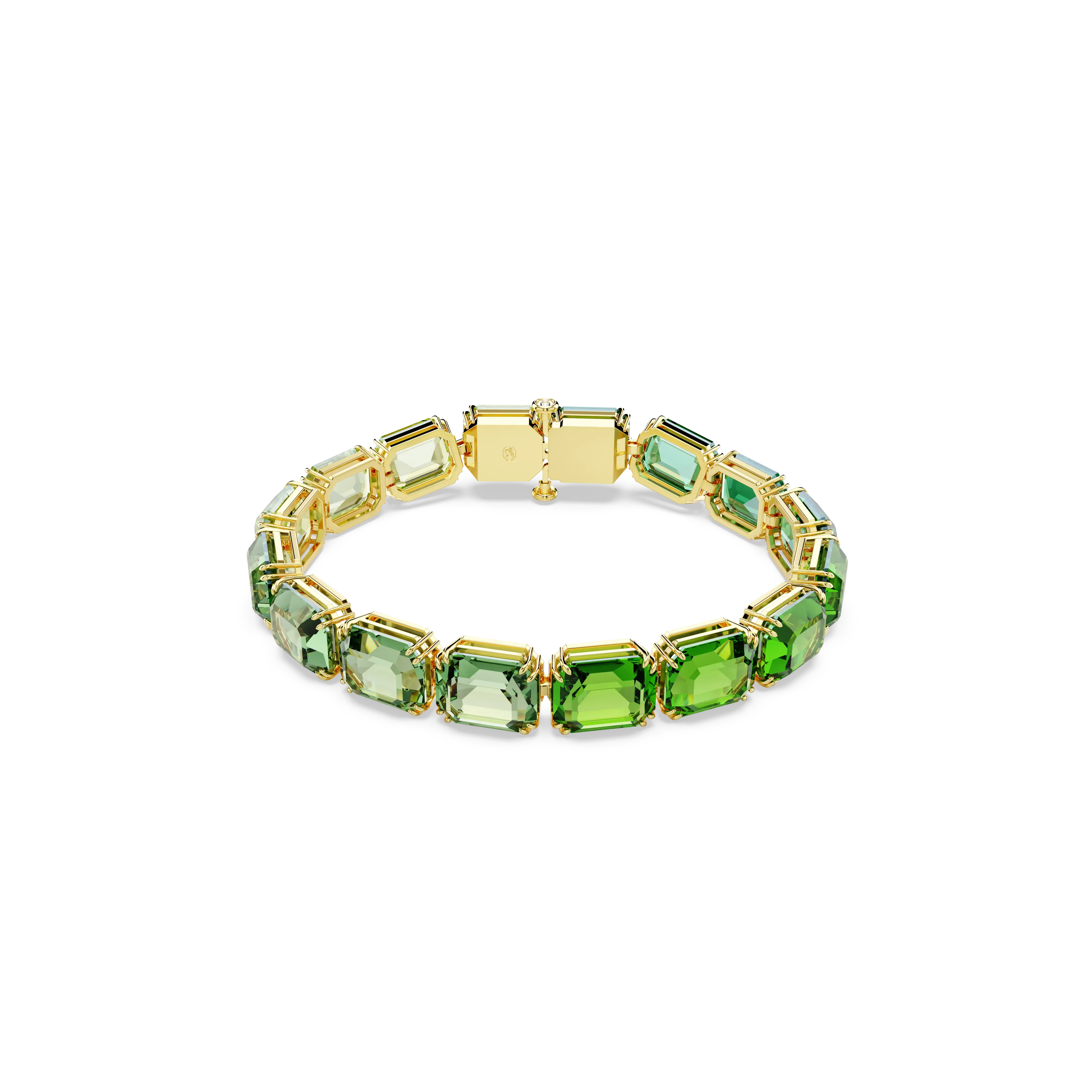 Millenia Tennis bracelet Octagon cut/Color gradient/Green/Gold-tone plated