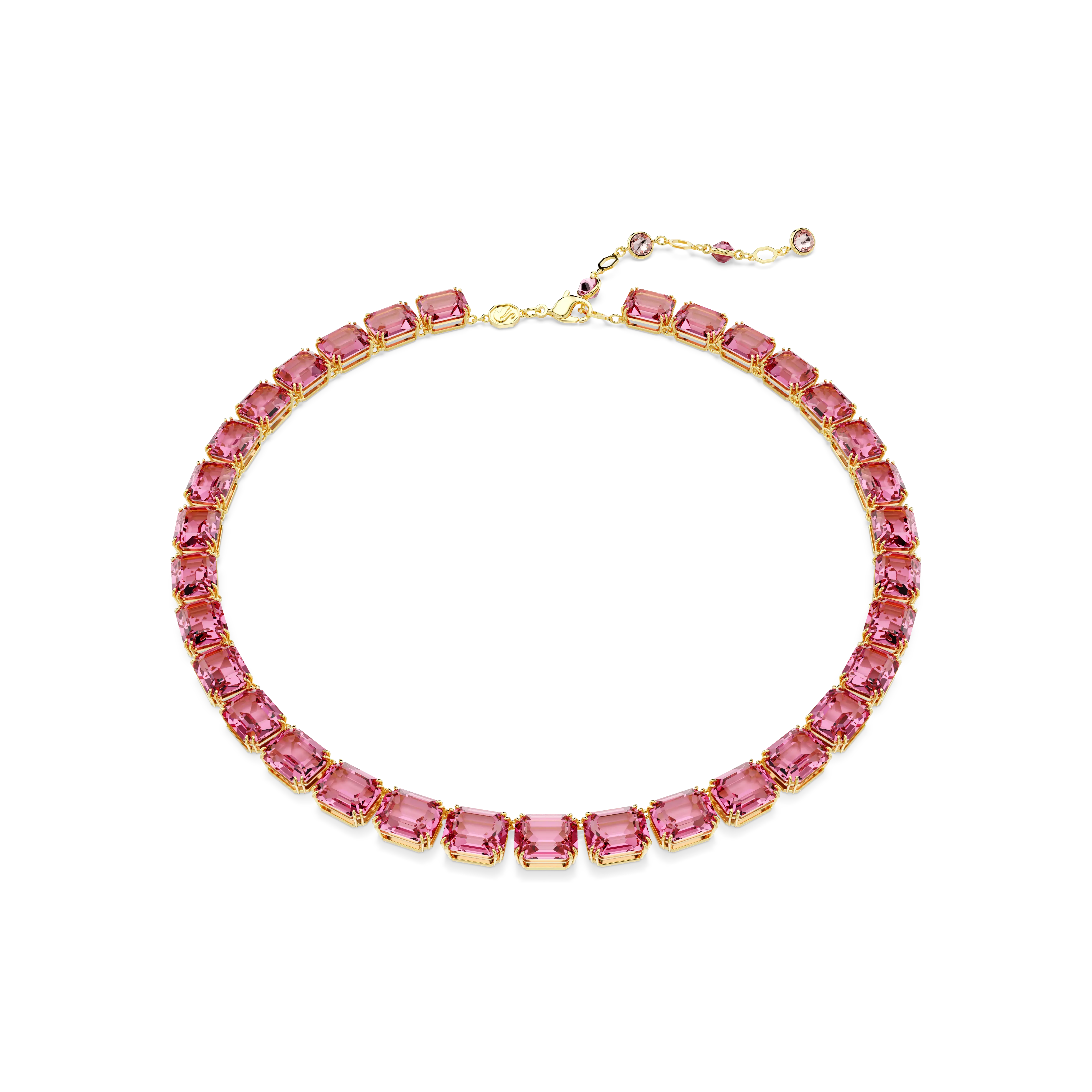 Millenia Tennis necklace Octagon cut/Pink/Gold-tone plated