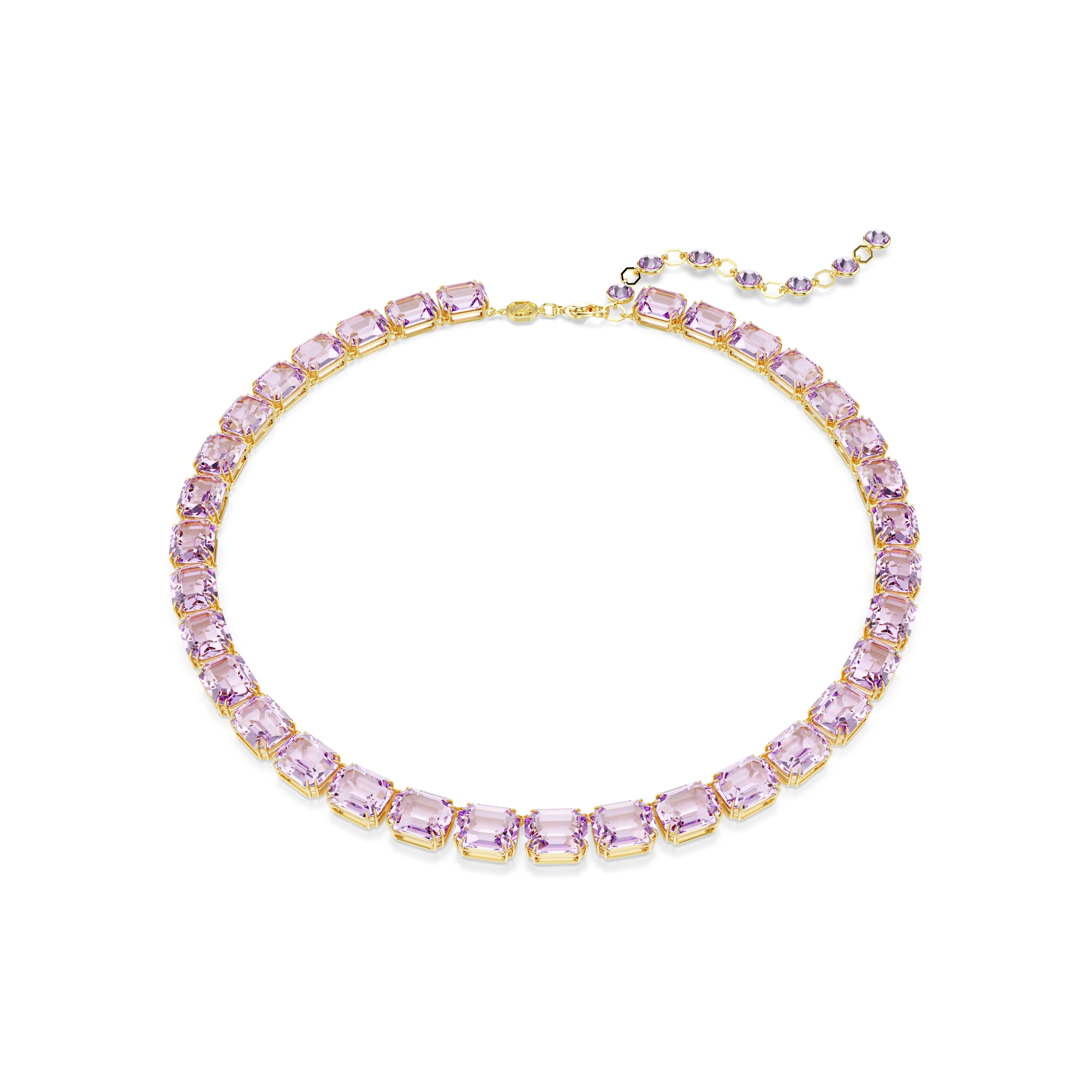 Millenia Tennis necklace Octagon cut/Purple/Gold-tone plated
