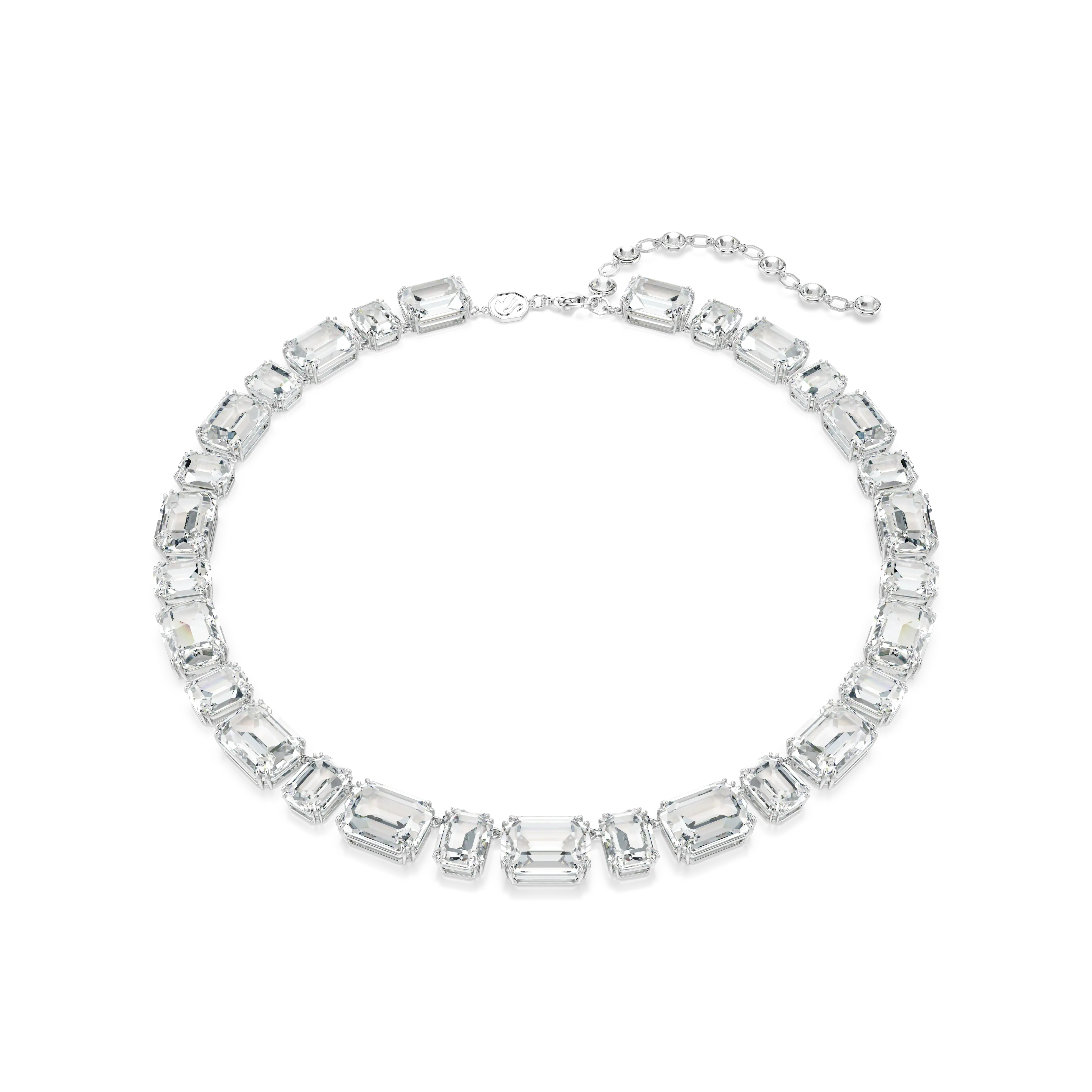 Millenia Tennis necklace Octagon cut/White/Rhodium plated