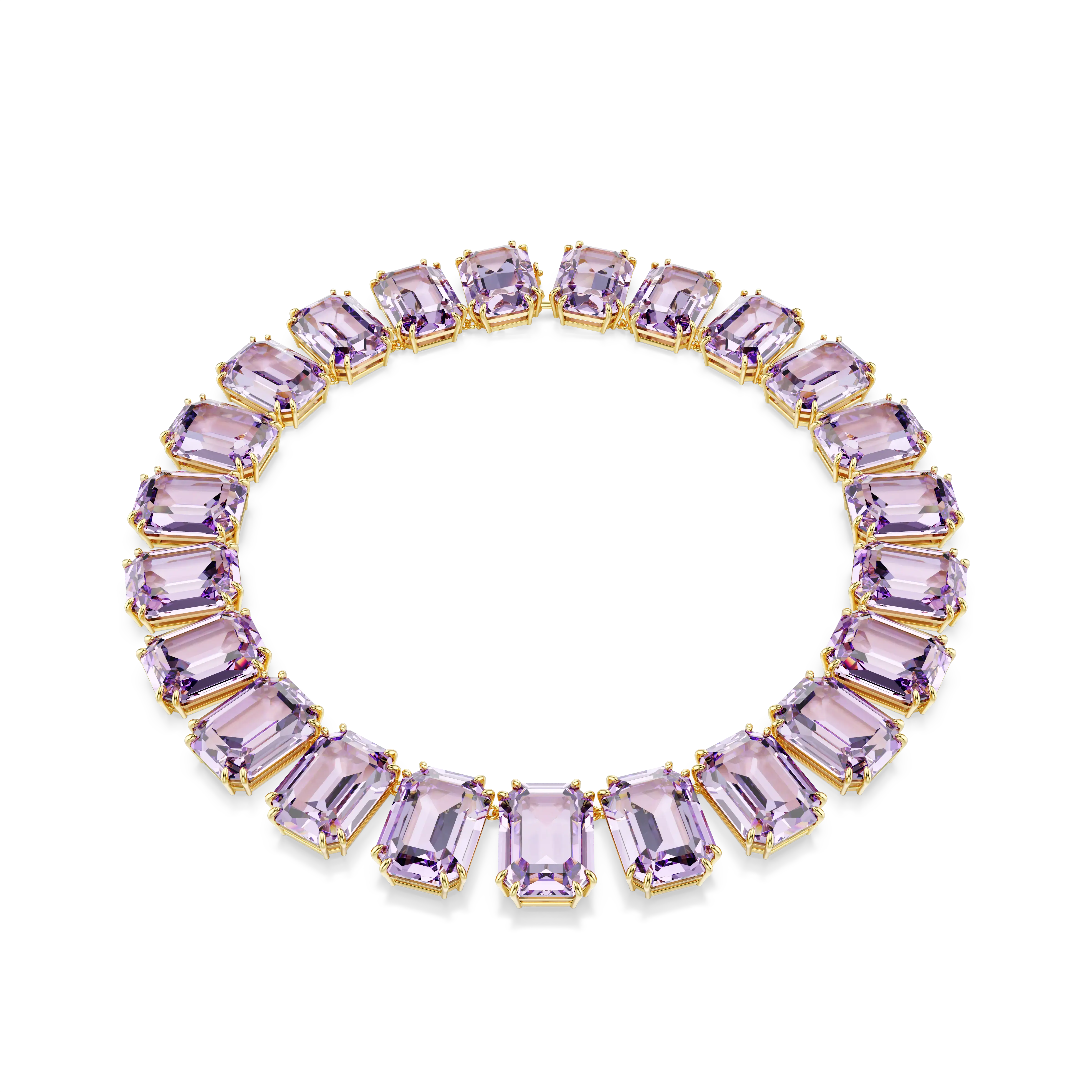 Millenia Tennis necklace Oversized crystals/Octagon cut/Purple/Gold-tone plated
