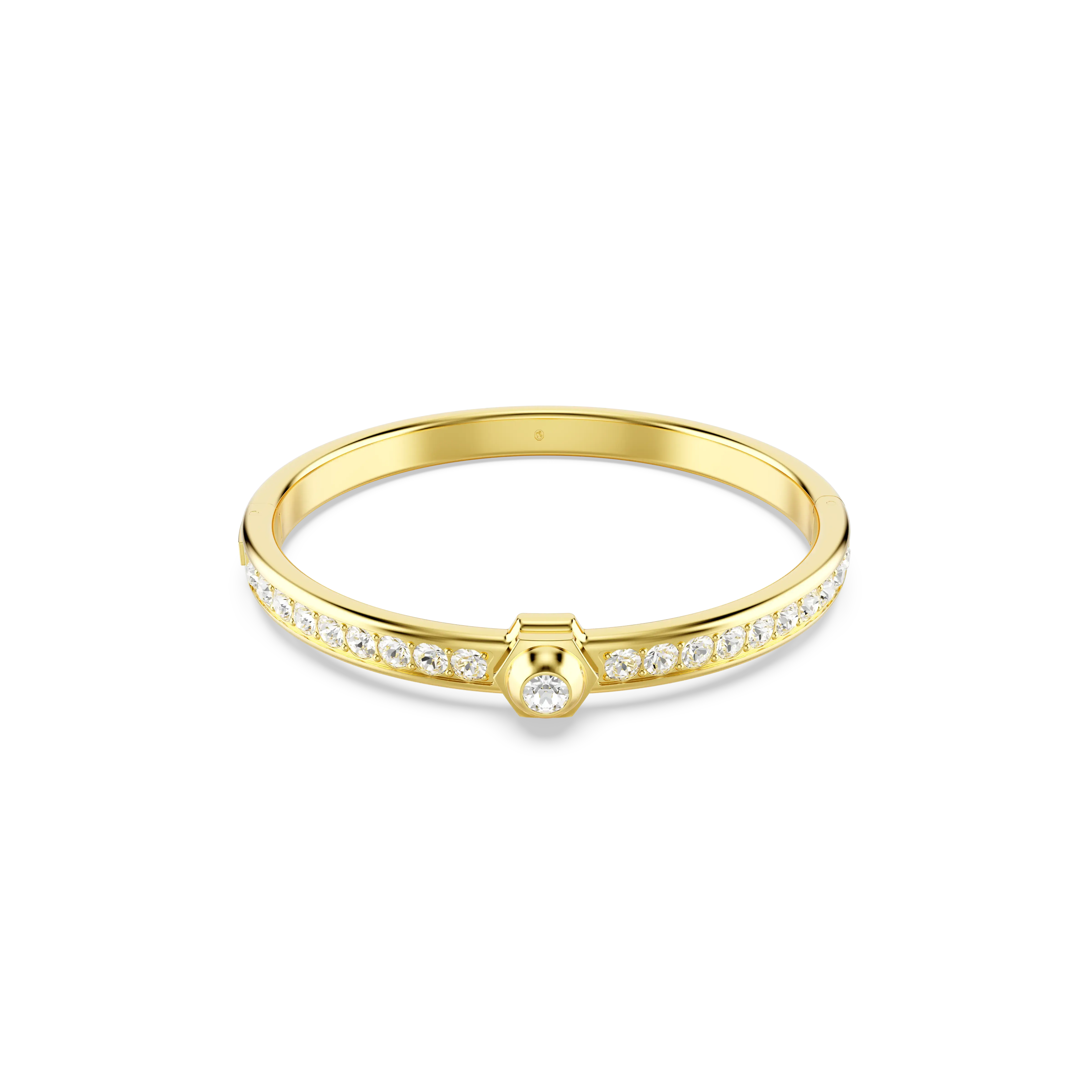 Numina bangle Round cut/White/Gold-tone plated