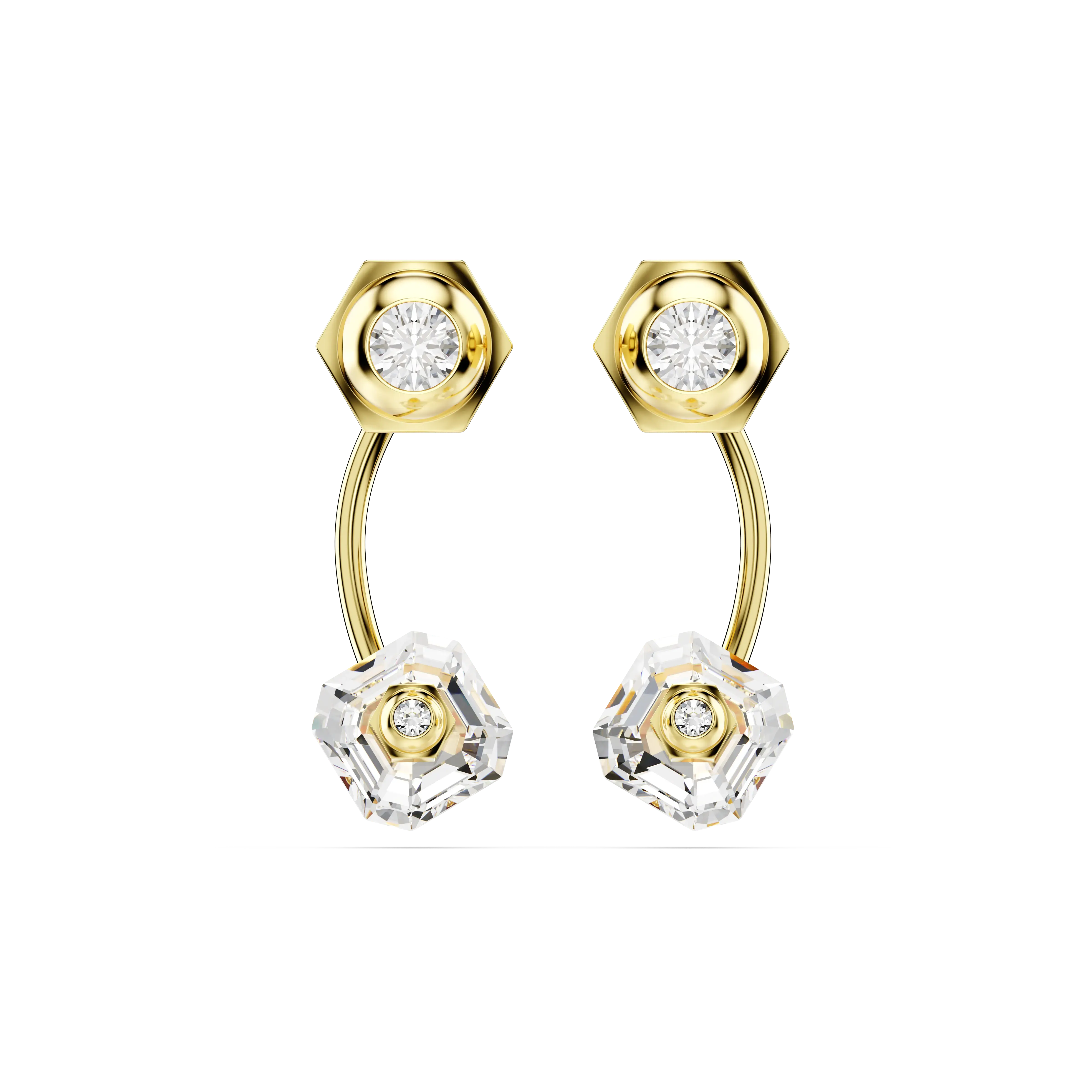 Numina earring jackets Mixed cuts/White/Gold-tone plated