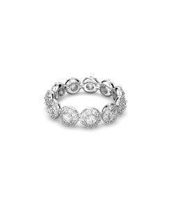 Una Angelic ring Round cut/White/Rhodium plated