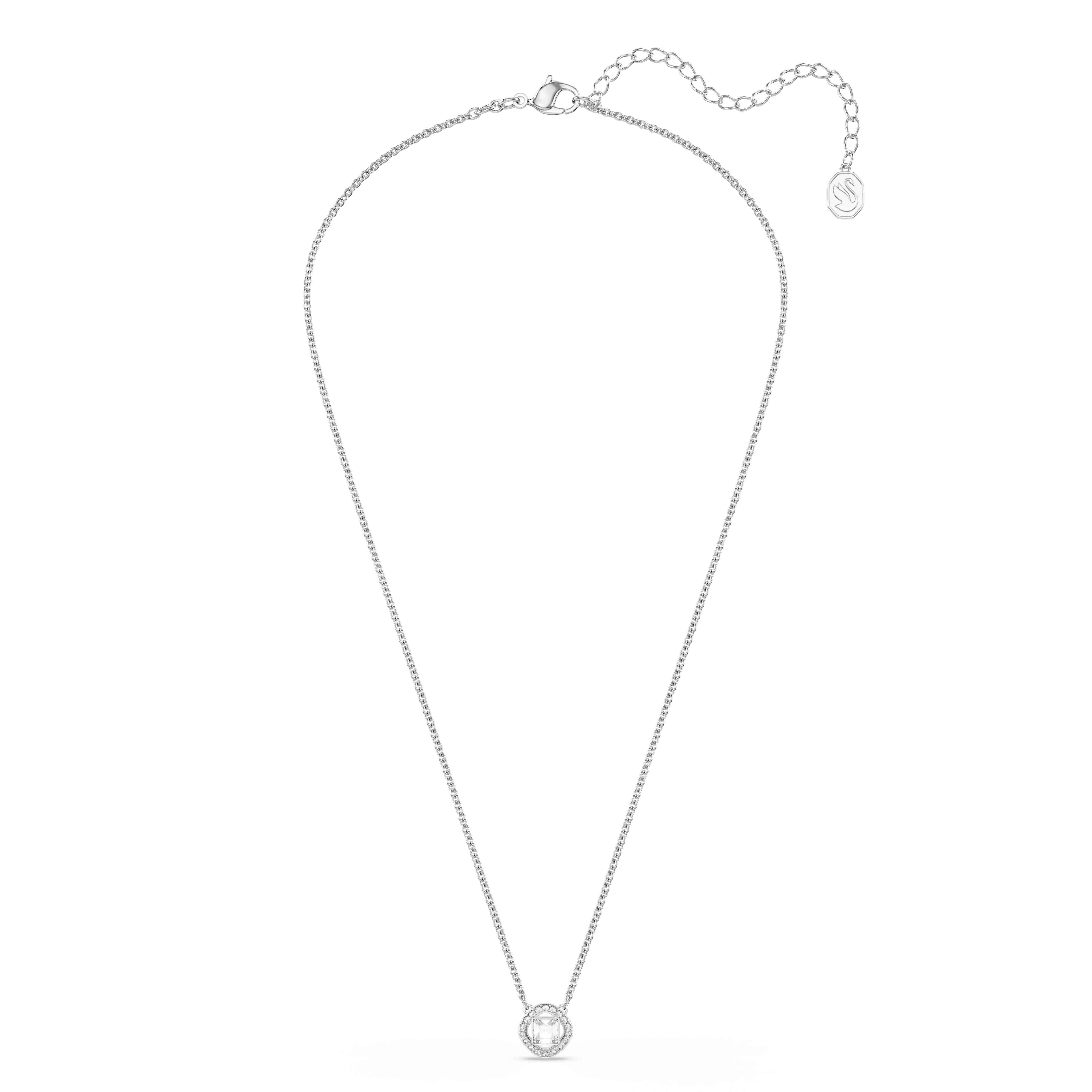 Pendant Round cut/White/Rhodium plated