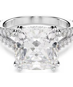 Stilla ring Square cut/White/Silver-tone finish