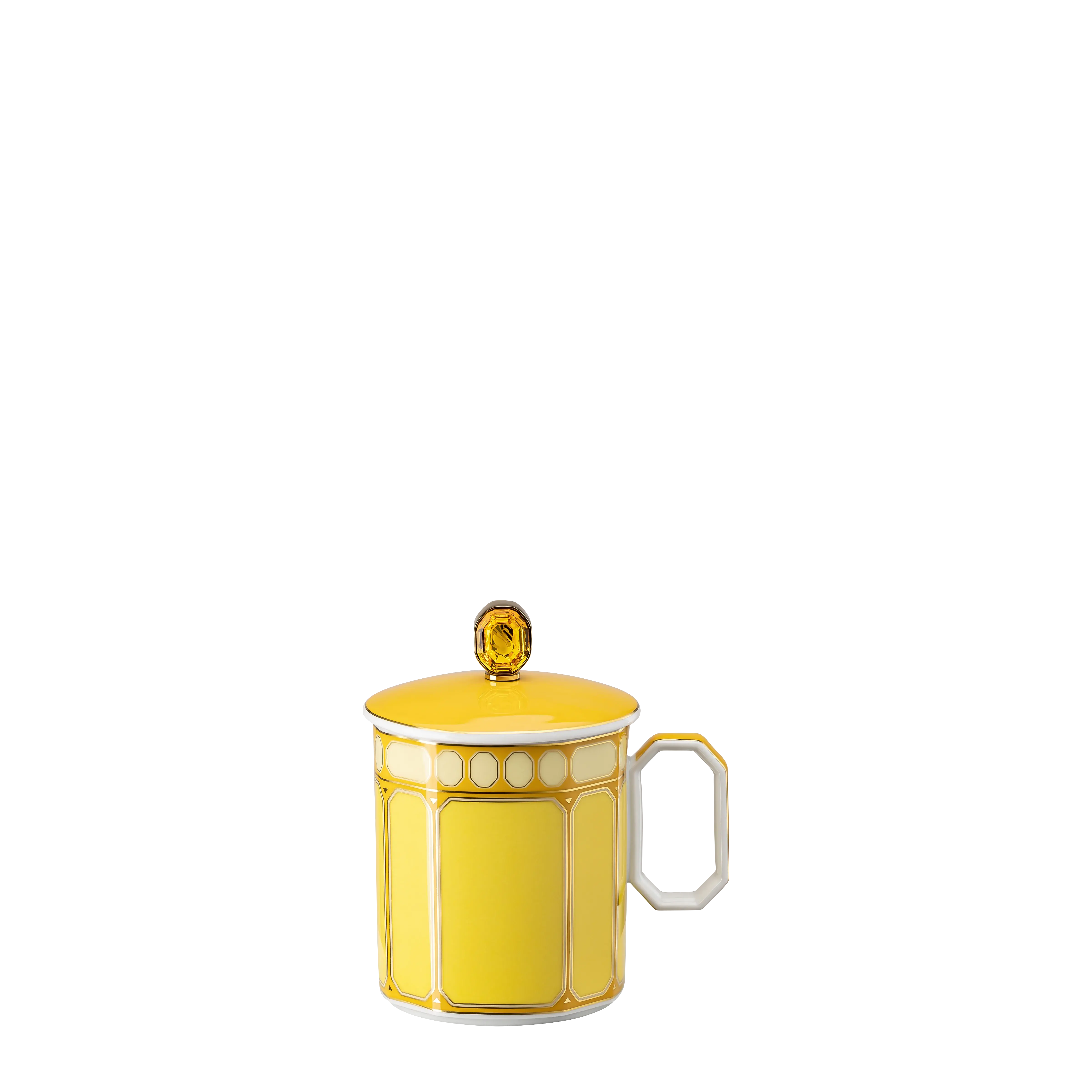 Signum mug with lid Porcelain/Yellow