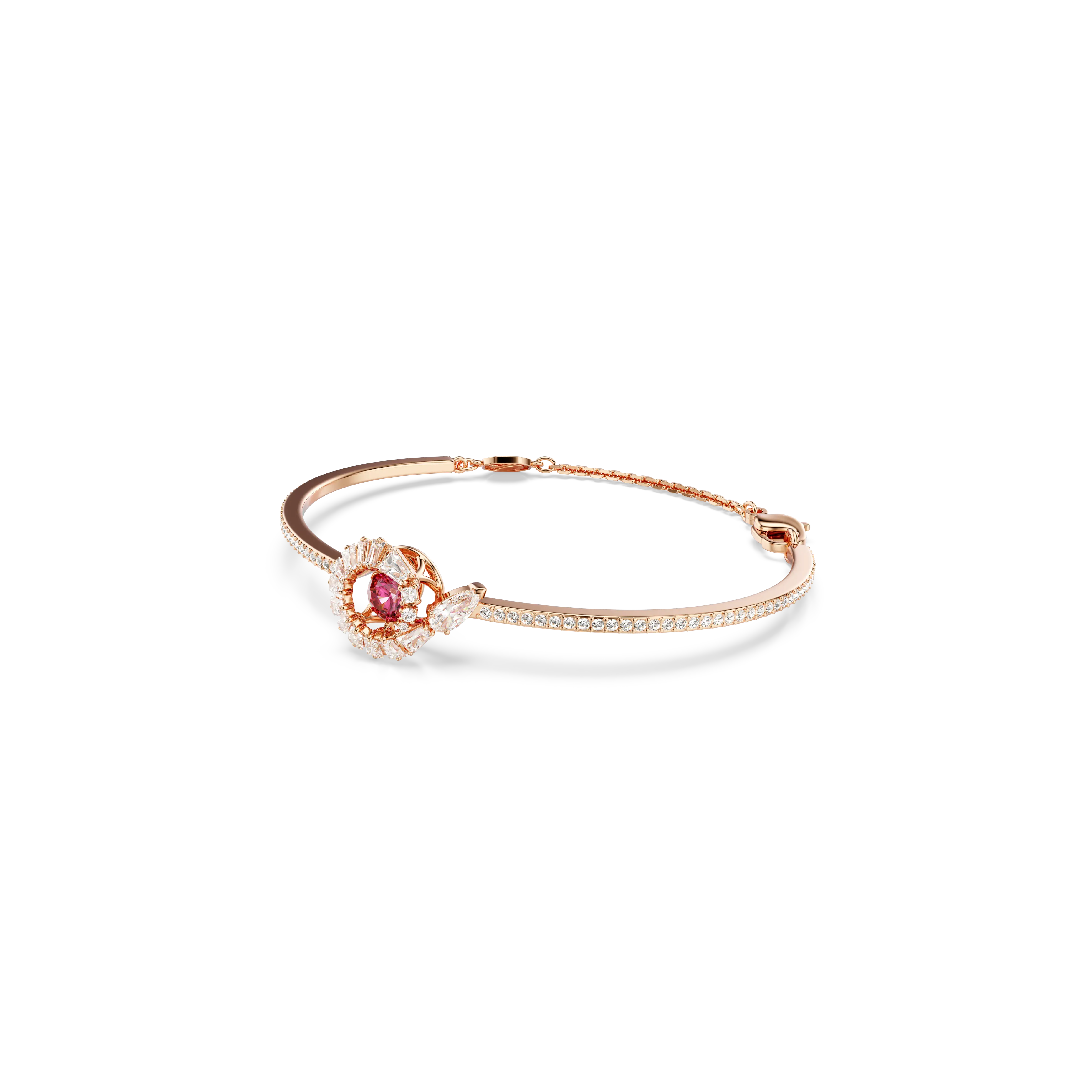 Snake bangle Mixed cuts/Year of the Snake/Red/Rose gold-tone plated
