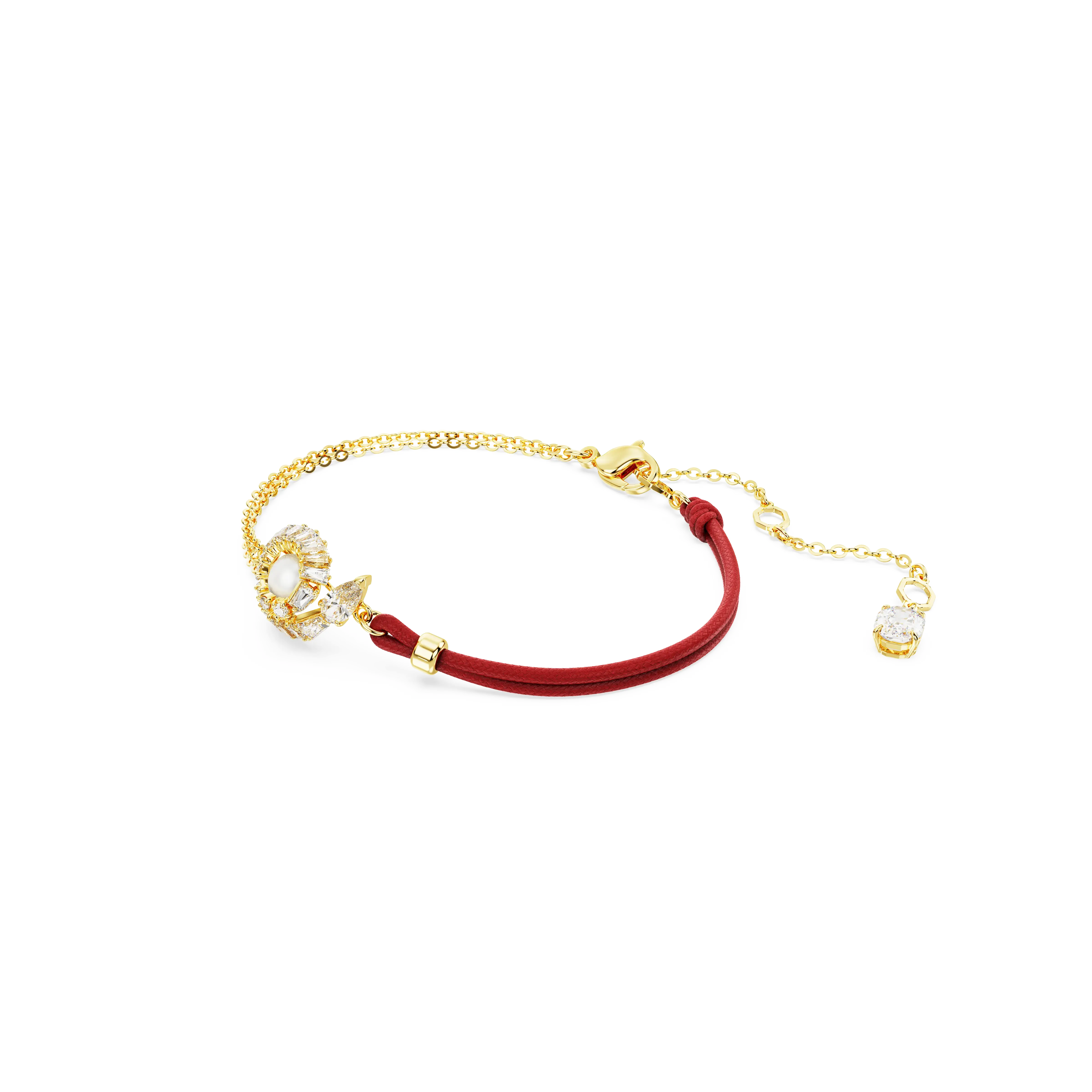 Snake bracelet Crystal pearl/Mixed cuts/Year of the Snake/Red/Gold-tone plated