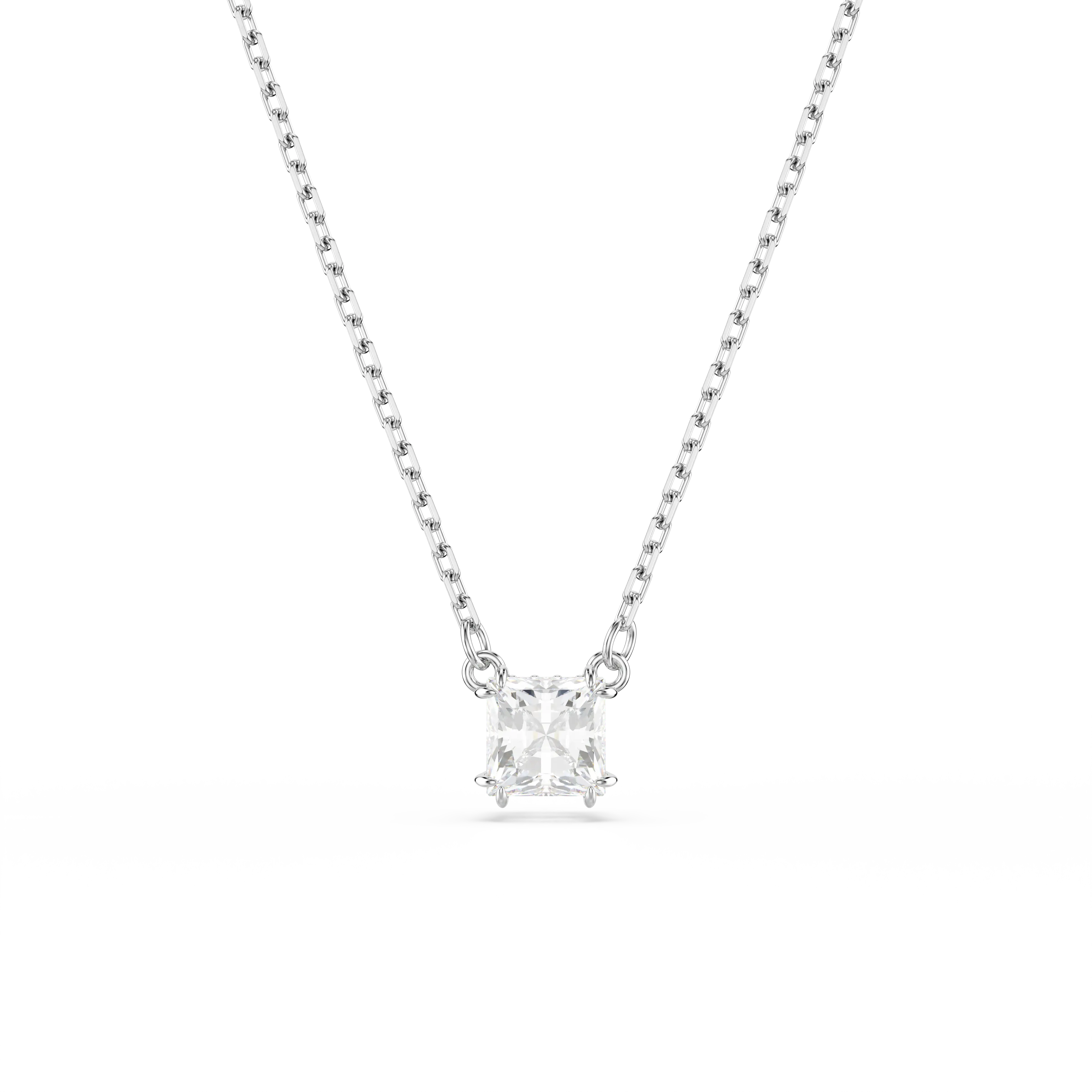 Stilla Attract pendant Square cut/White/Rhodium plated
