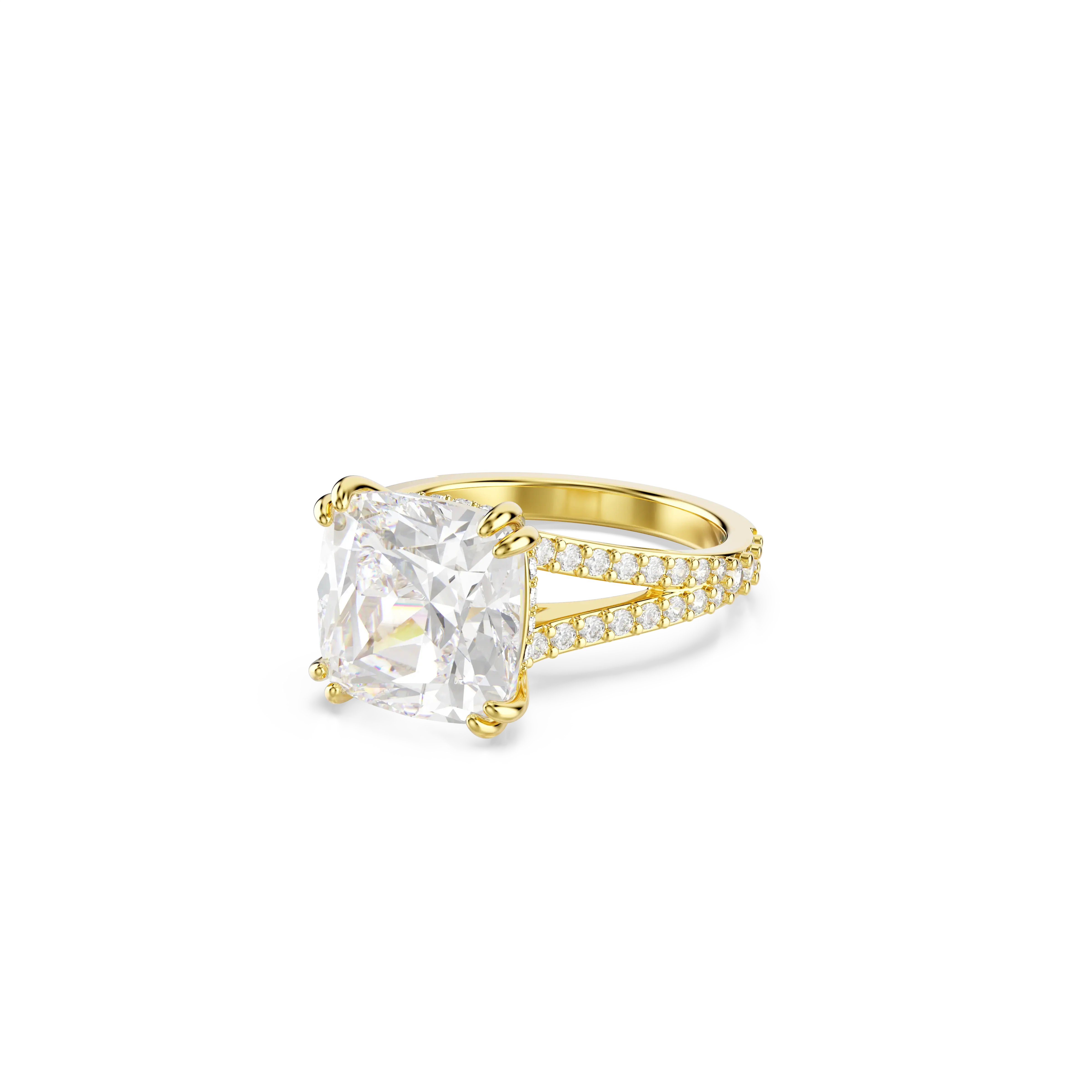 Stilla cocktail ring Square cut/Pavé/White/Gold-tone plated