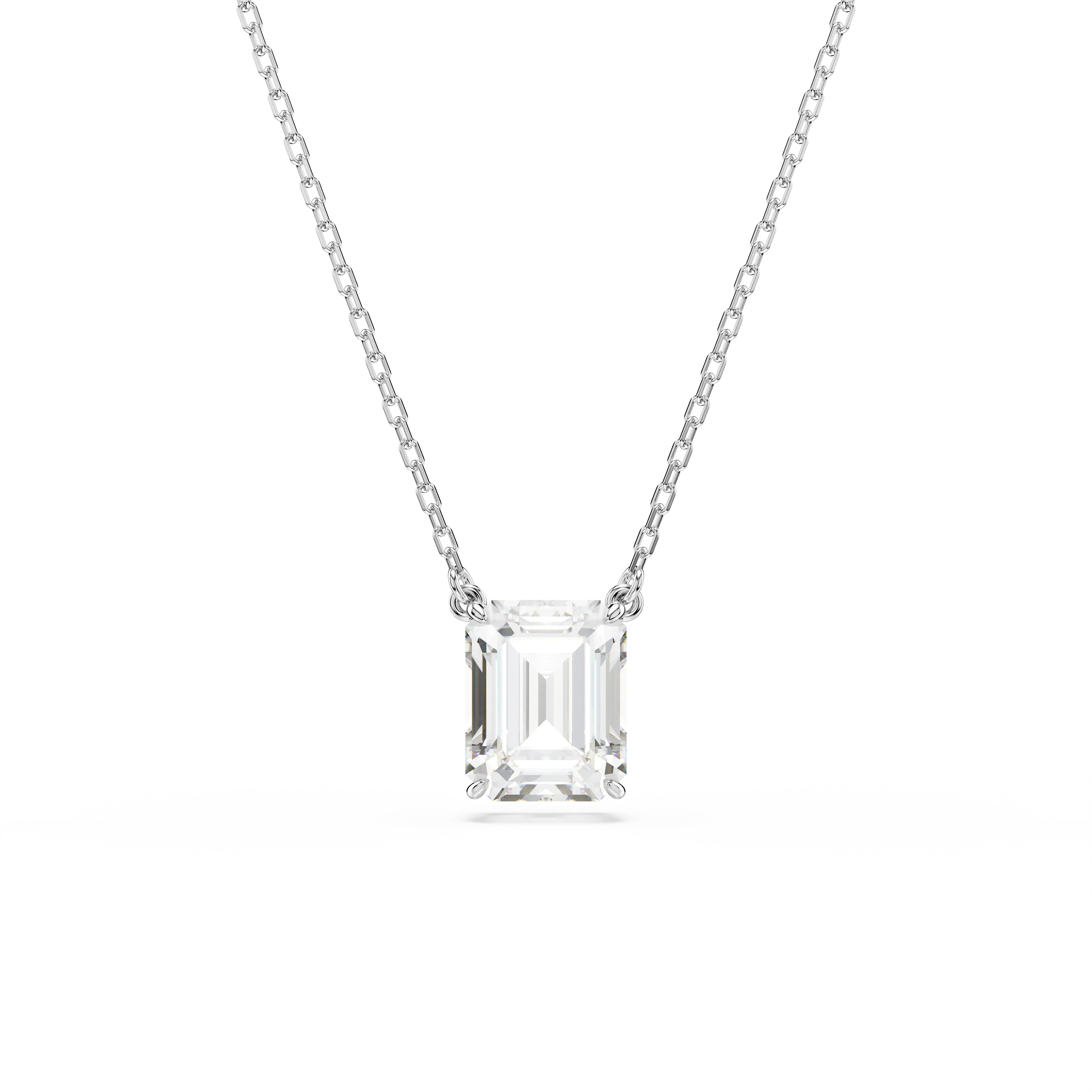 Stilla pendant Octagon cut/White/Rhodium plated