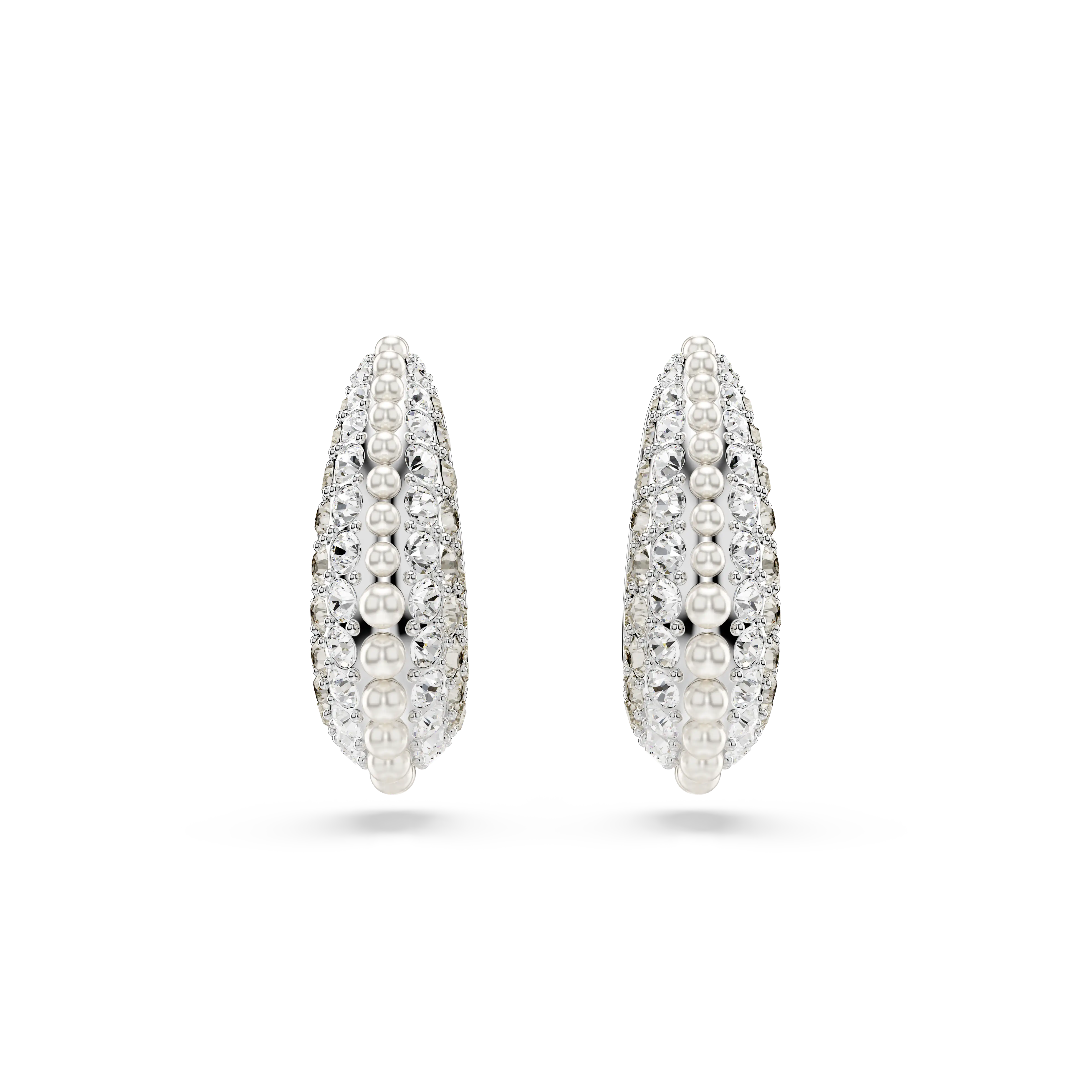 Sublima drop earrings Crystal pearl/Round cut/Small/White/Rhodium plated