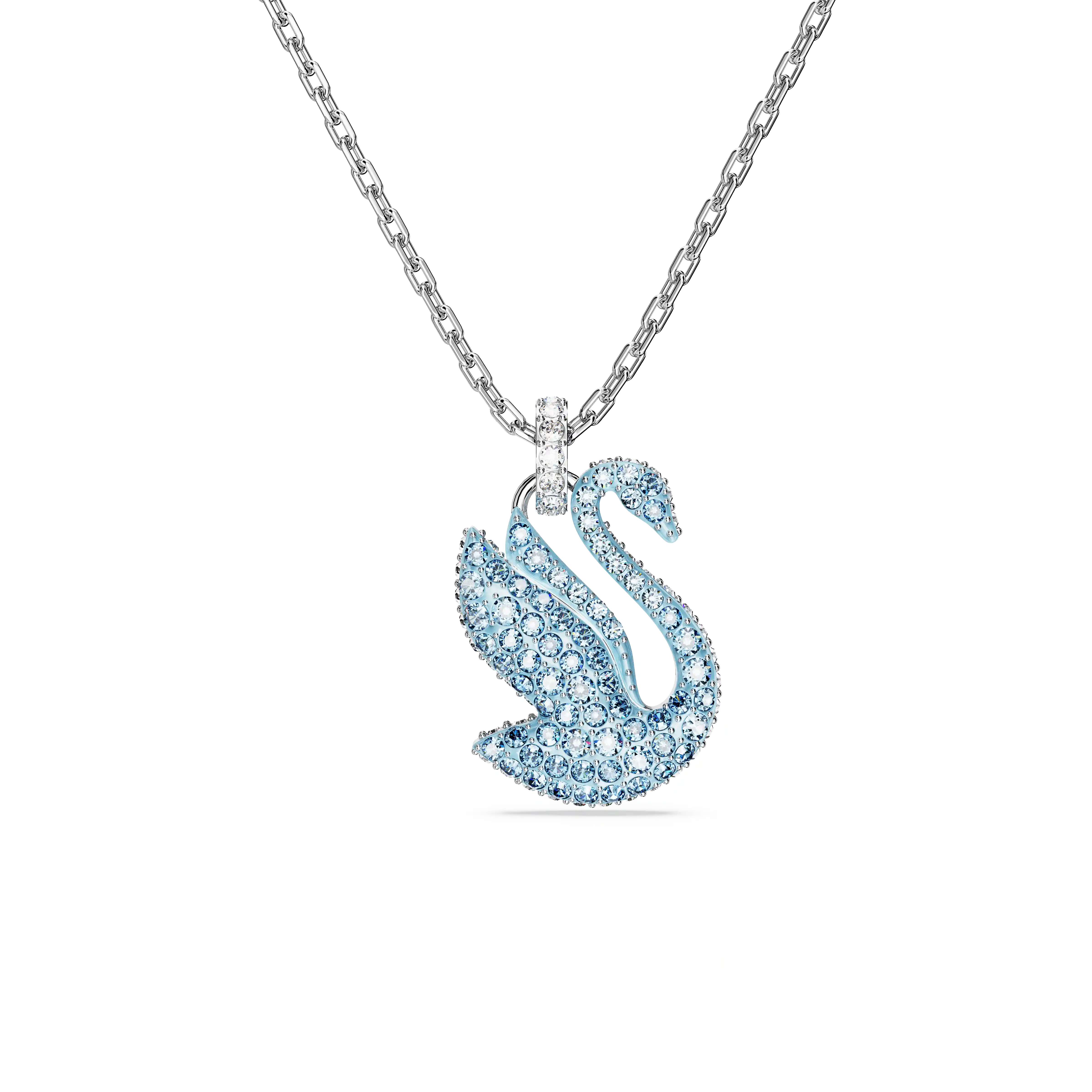Swan pendant Swan/Medium/Blue/Rhodium plated