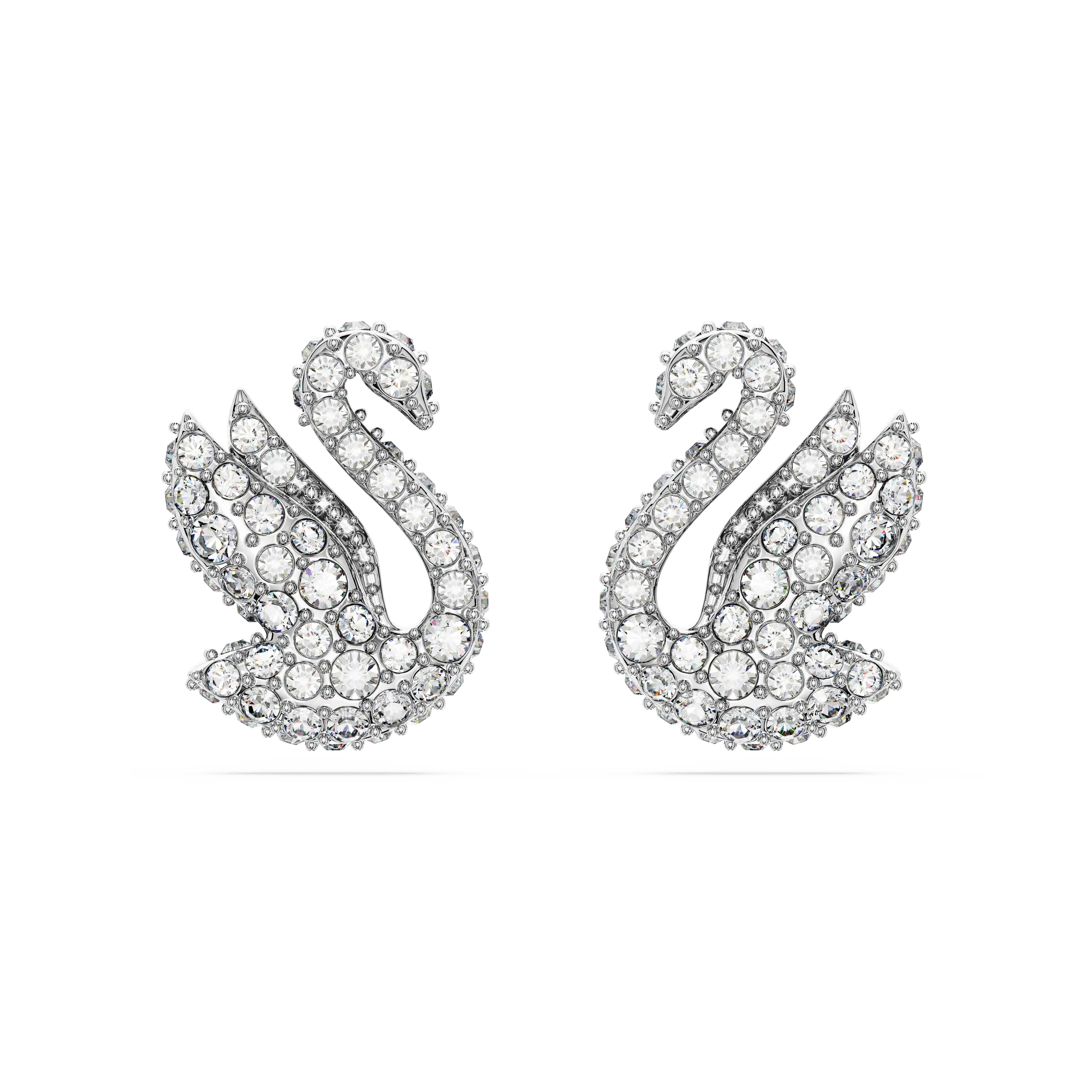 Swarovski Iconic Swan stud earrings Swan/White/Rhodium plated