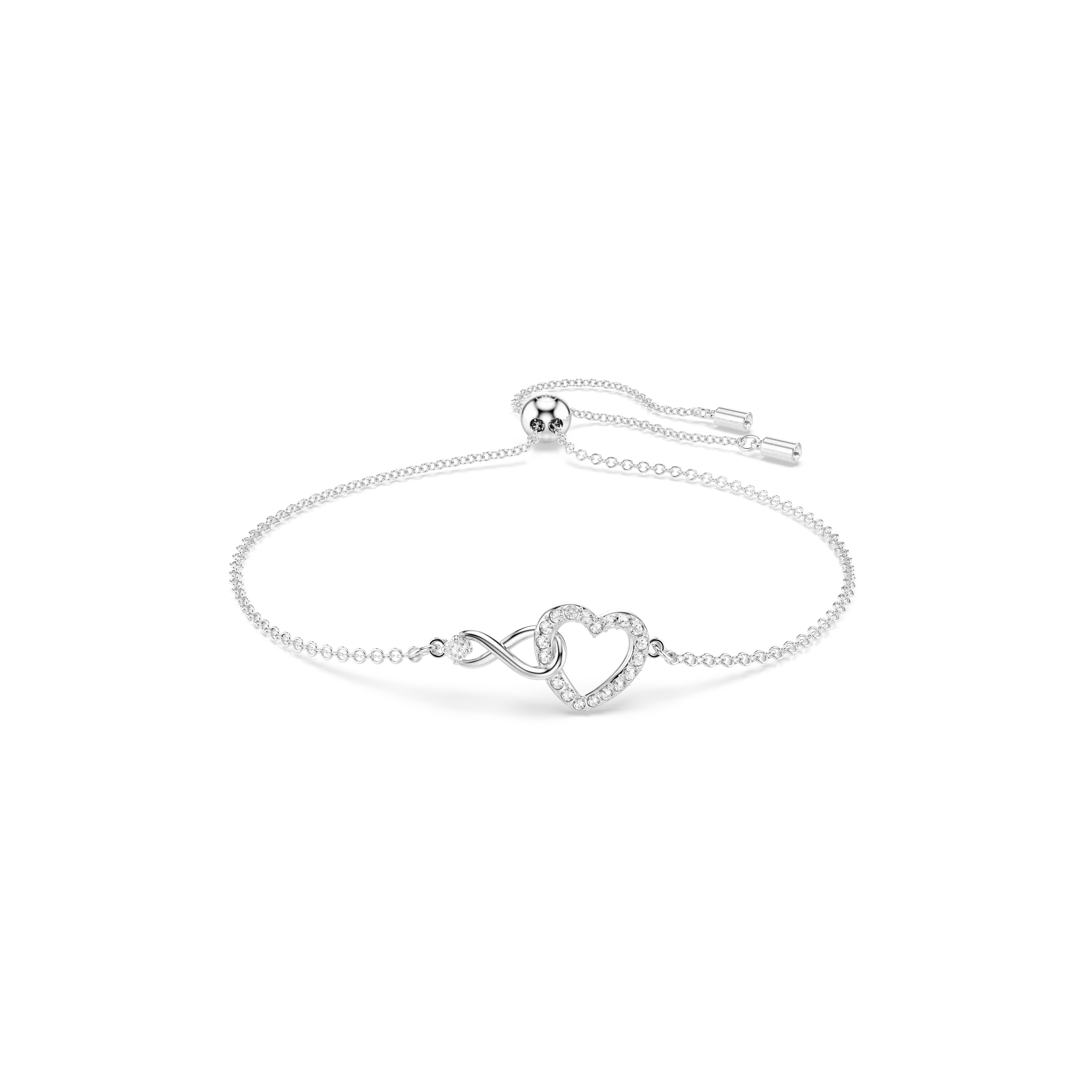 Swarovski Infinity bracelet Infinity and heart/White/Rhodium plated