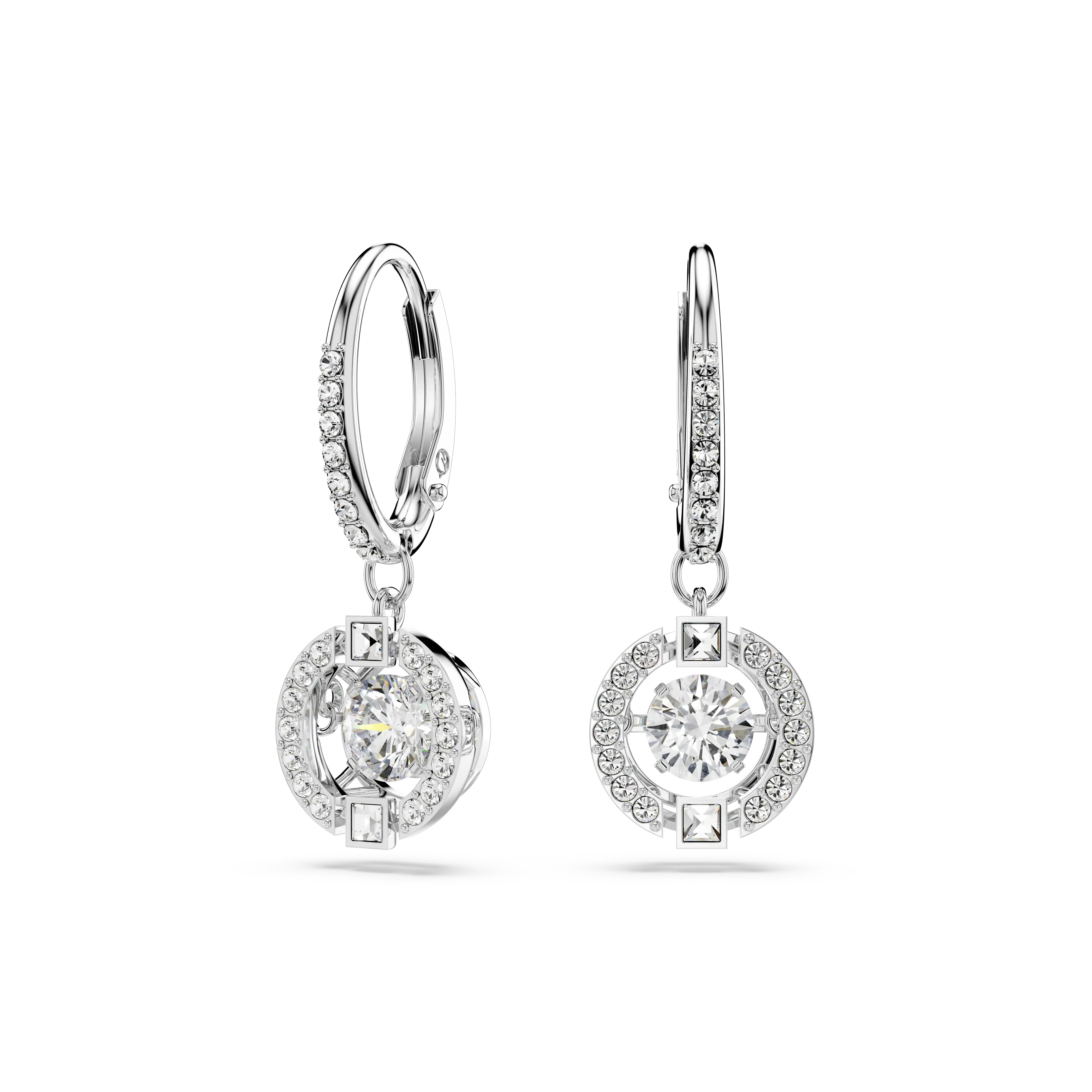 Swarovski Sparkling Dance drop earrings Round cut/White/Rhodium plated