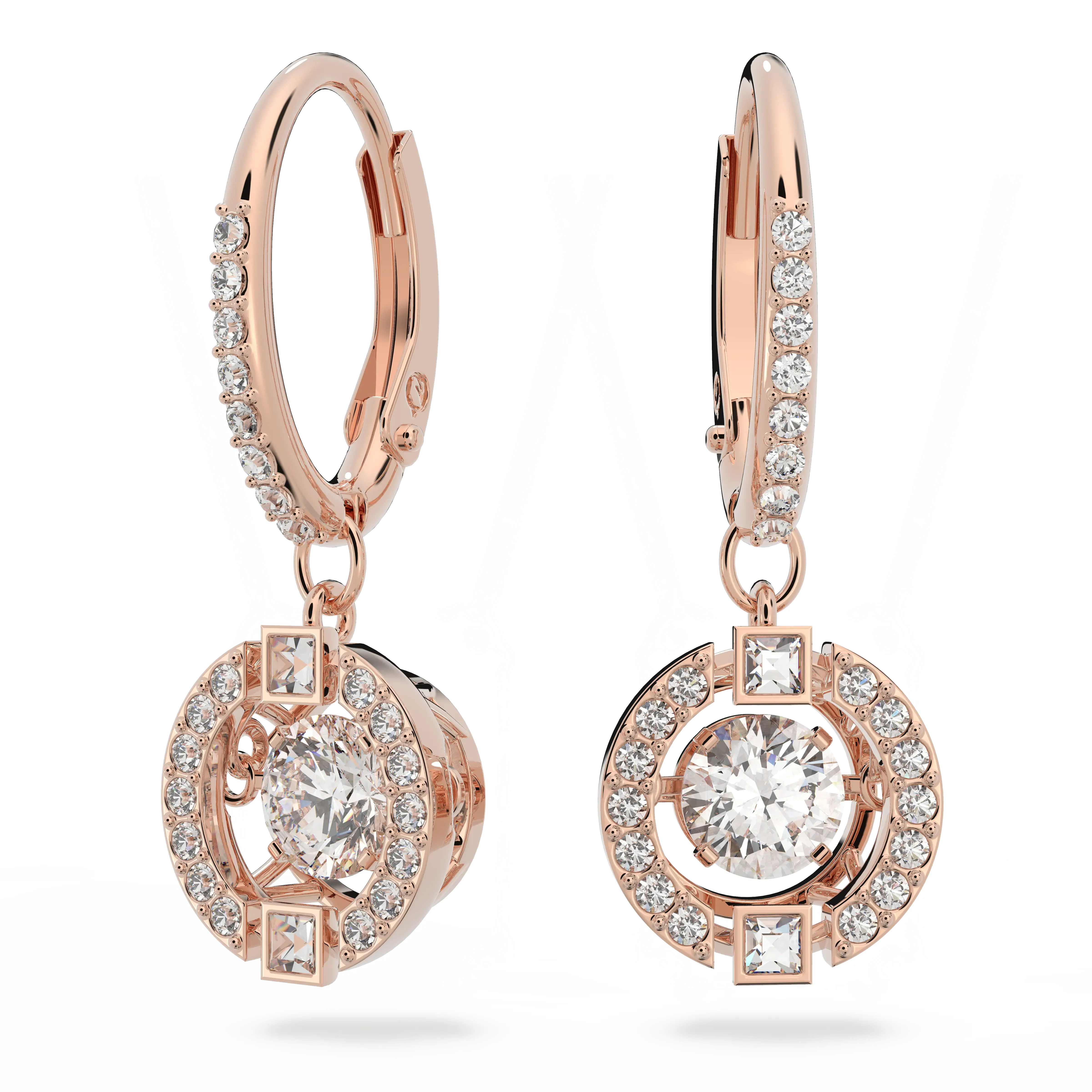 Swarovski Sparkling Dance drop earrings Round cut/White/Rose gold-tone plated