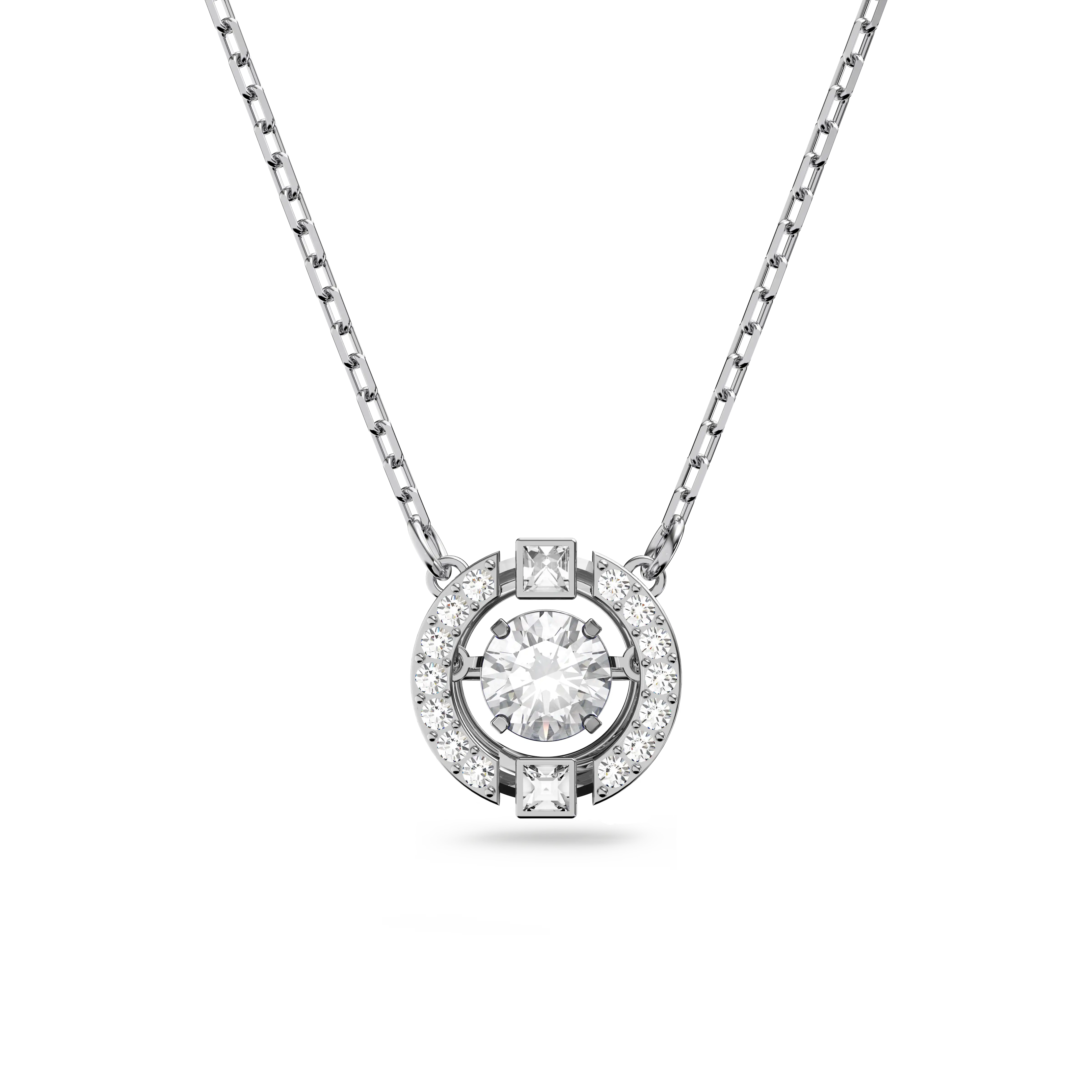 Swarovski Sparkling Dance necklace Round cut/White/Rhodium plated