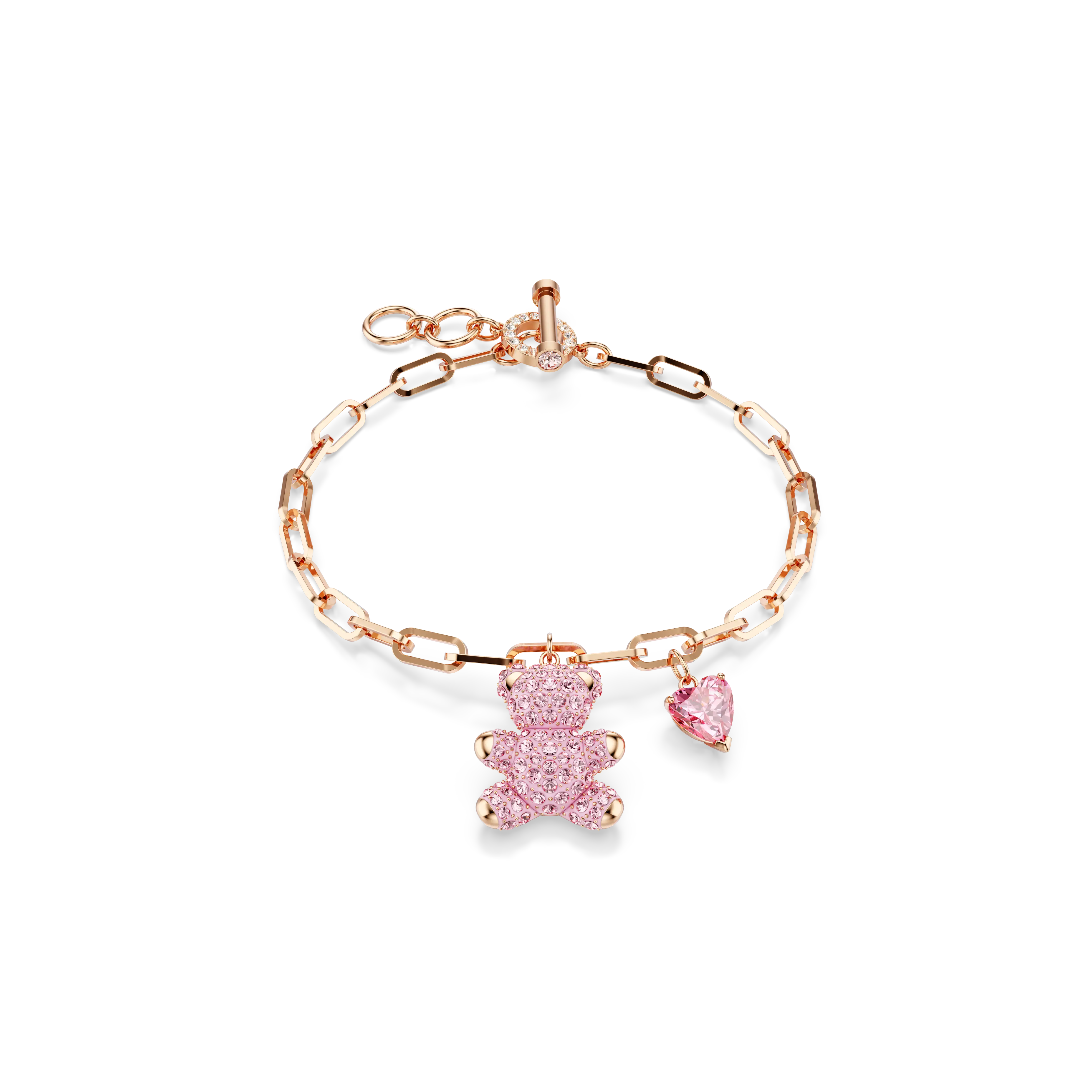 Teddy bracelet Bear/Pink/Rose gold-tone plated